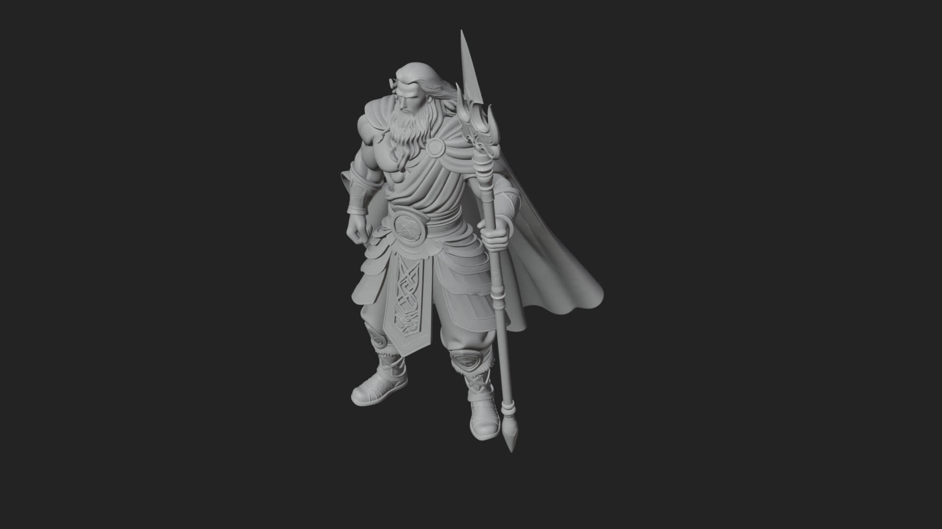 Poseidon with Trident Statue Design 25 3D Print Model 3D Model