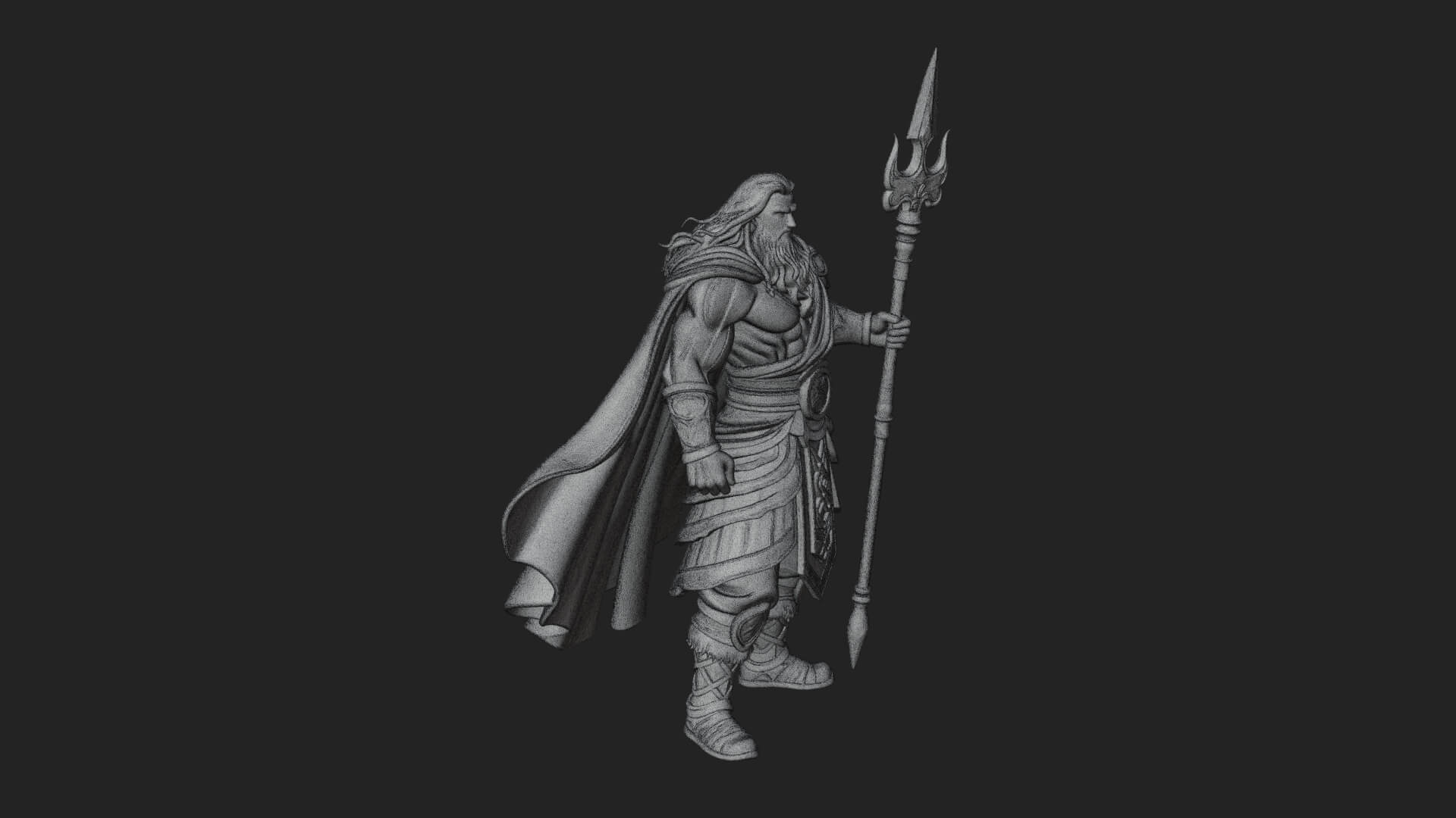 Poseidon with Trident Statue Design 25 3D Print Model 3D Model