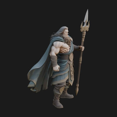 Poseidon with Trident Statue Design 25 3D Print Model