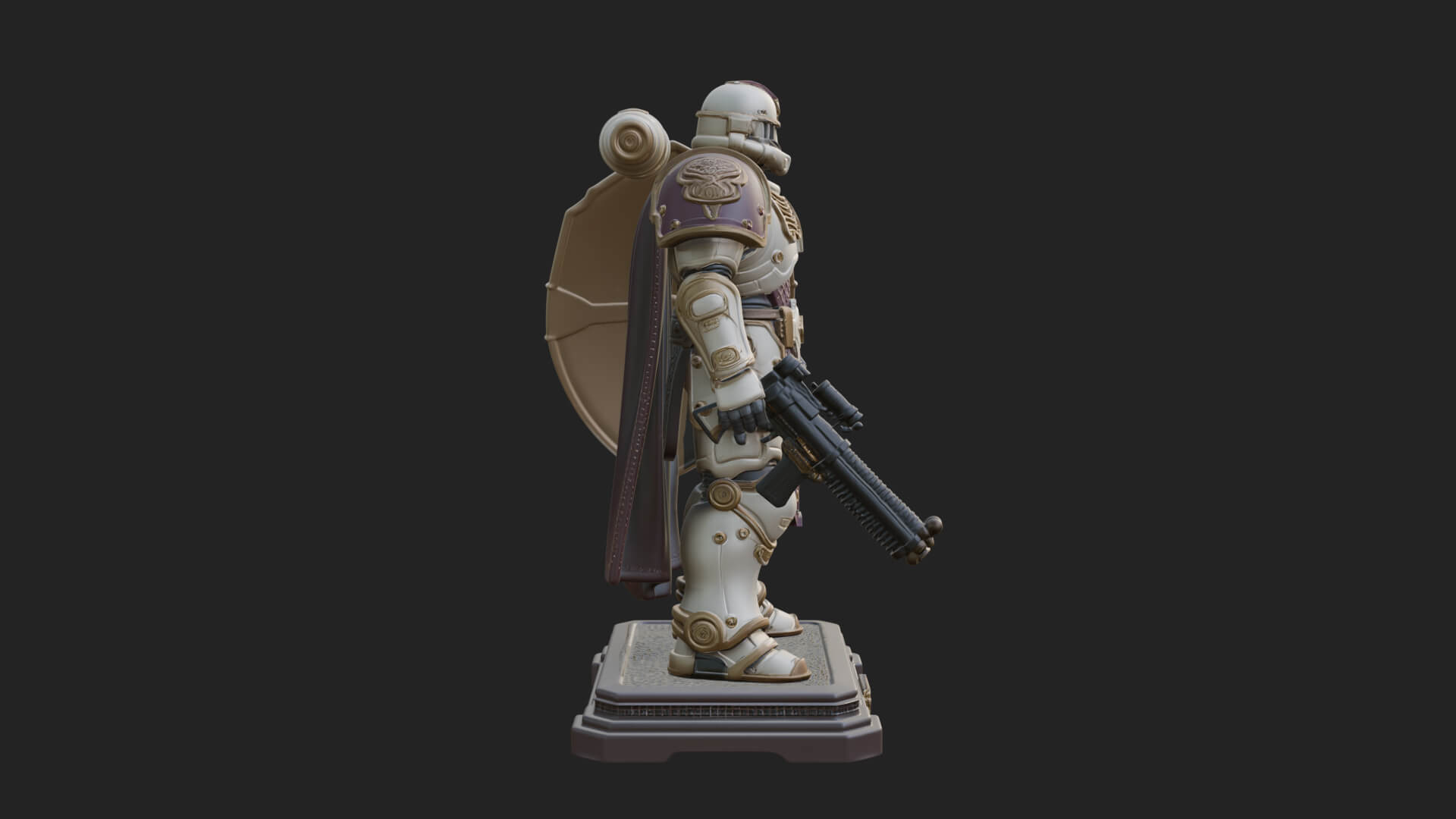 Power Armor Shield Trooper Statue Design 1 3D Print Model 3D Model