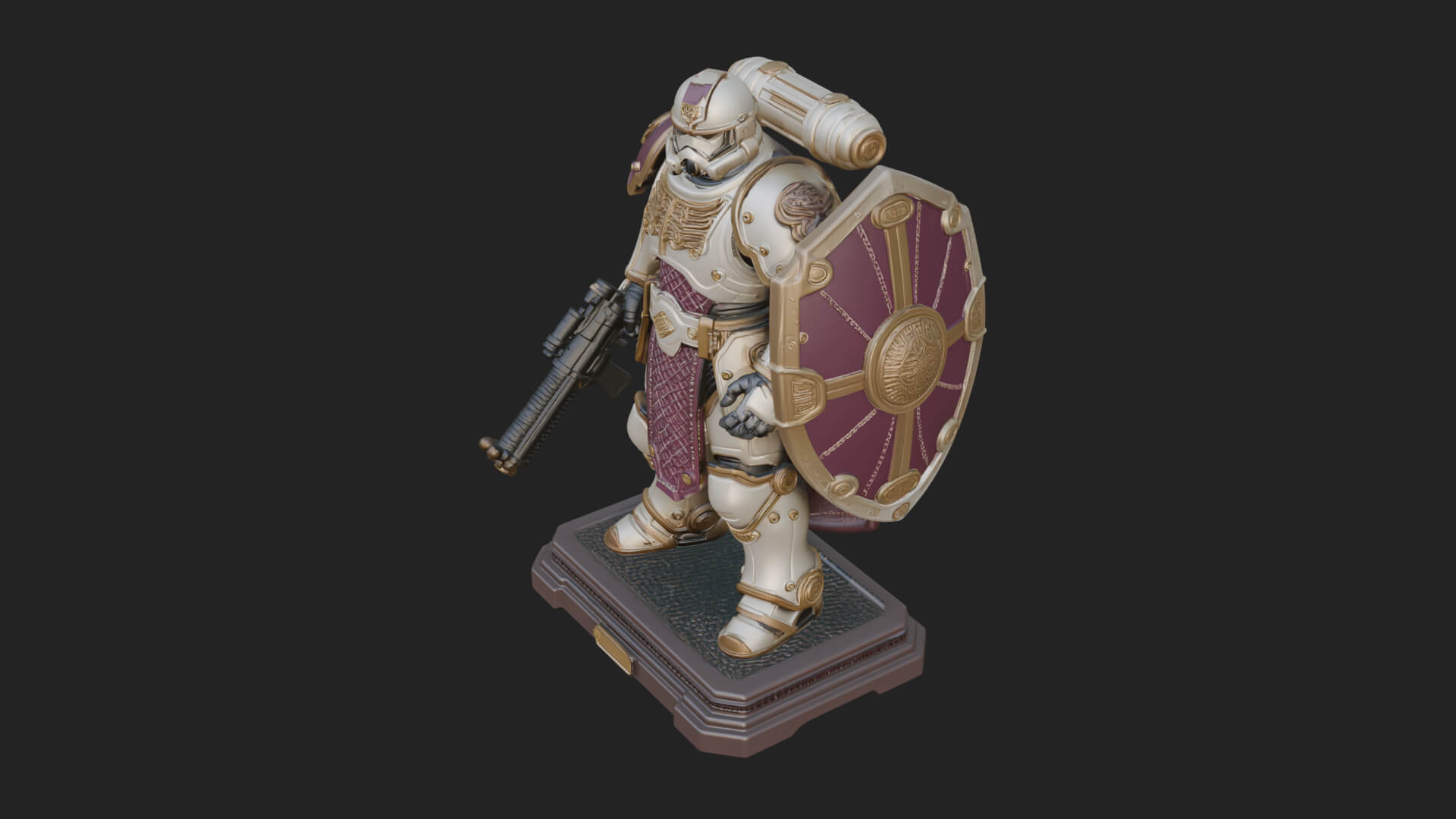Power Armor Shield Trooper Statue Design 1 3D Print Model 3D Model