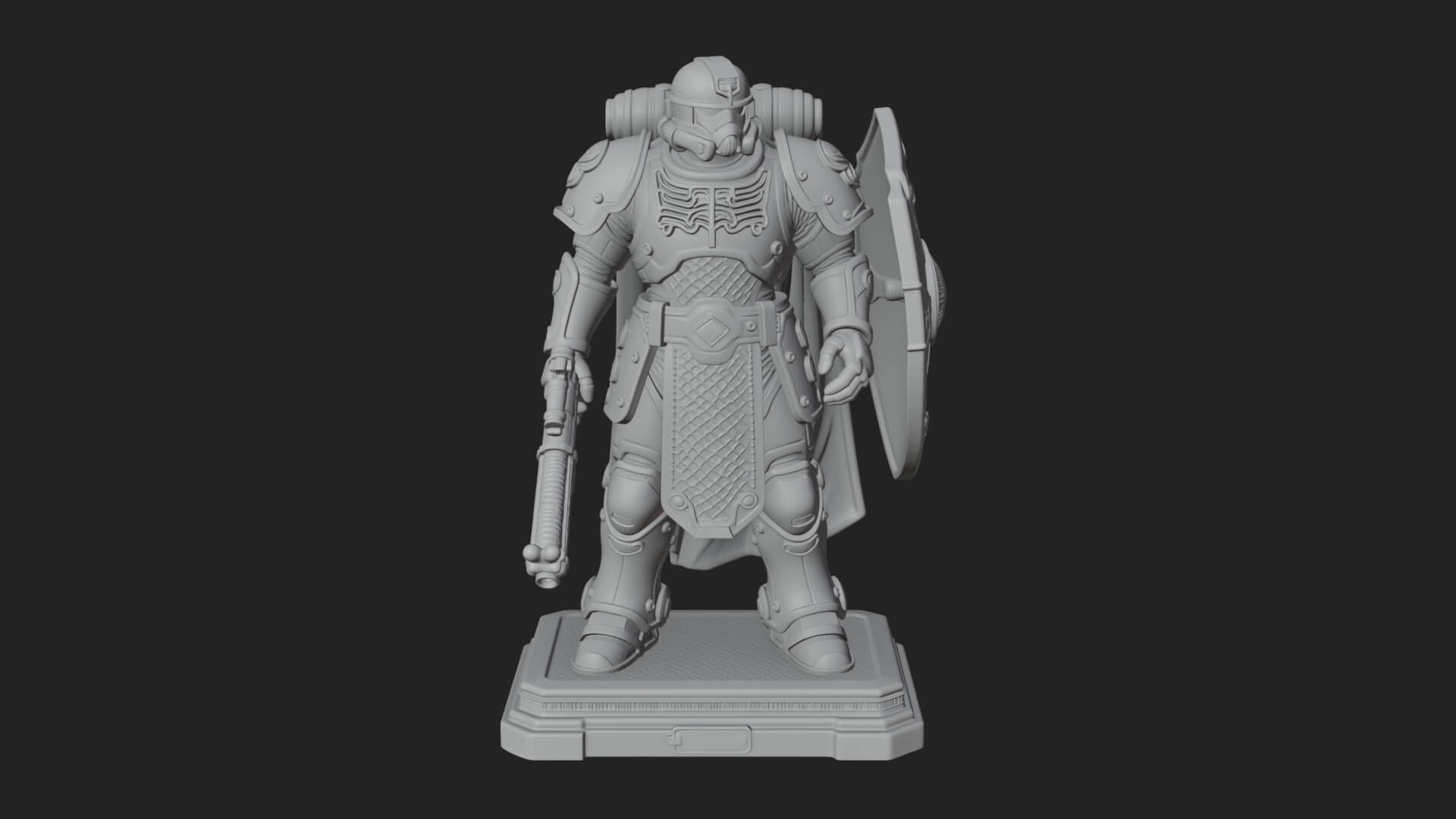 Power Armor Shield Trooper Statue Design 1 3D Print Model 3D Model