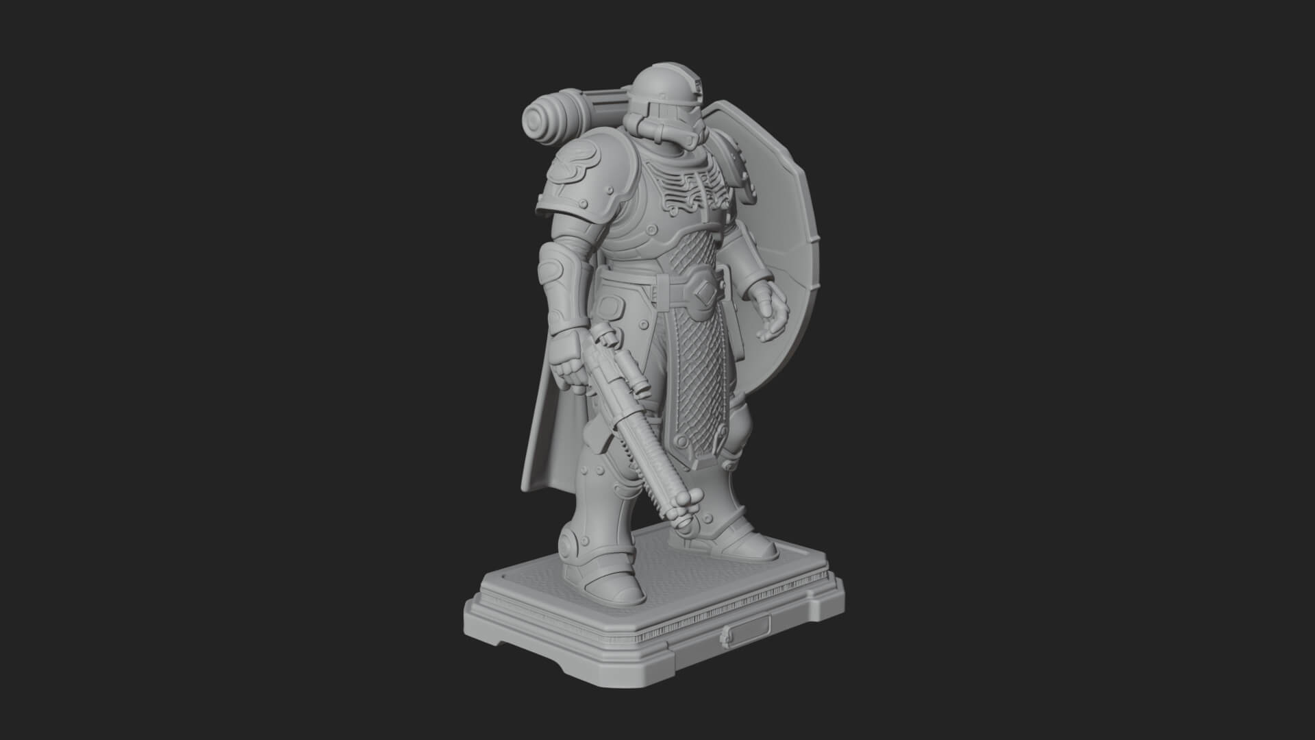 Power Armor Shield Trooper Statue Design 1 3D Print Model 3D Model