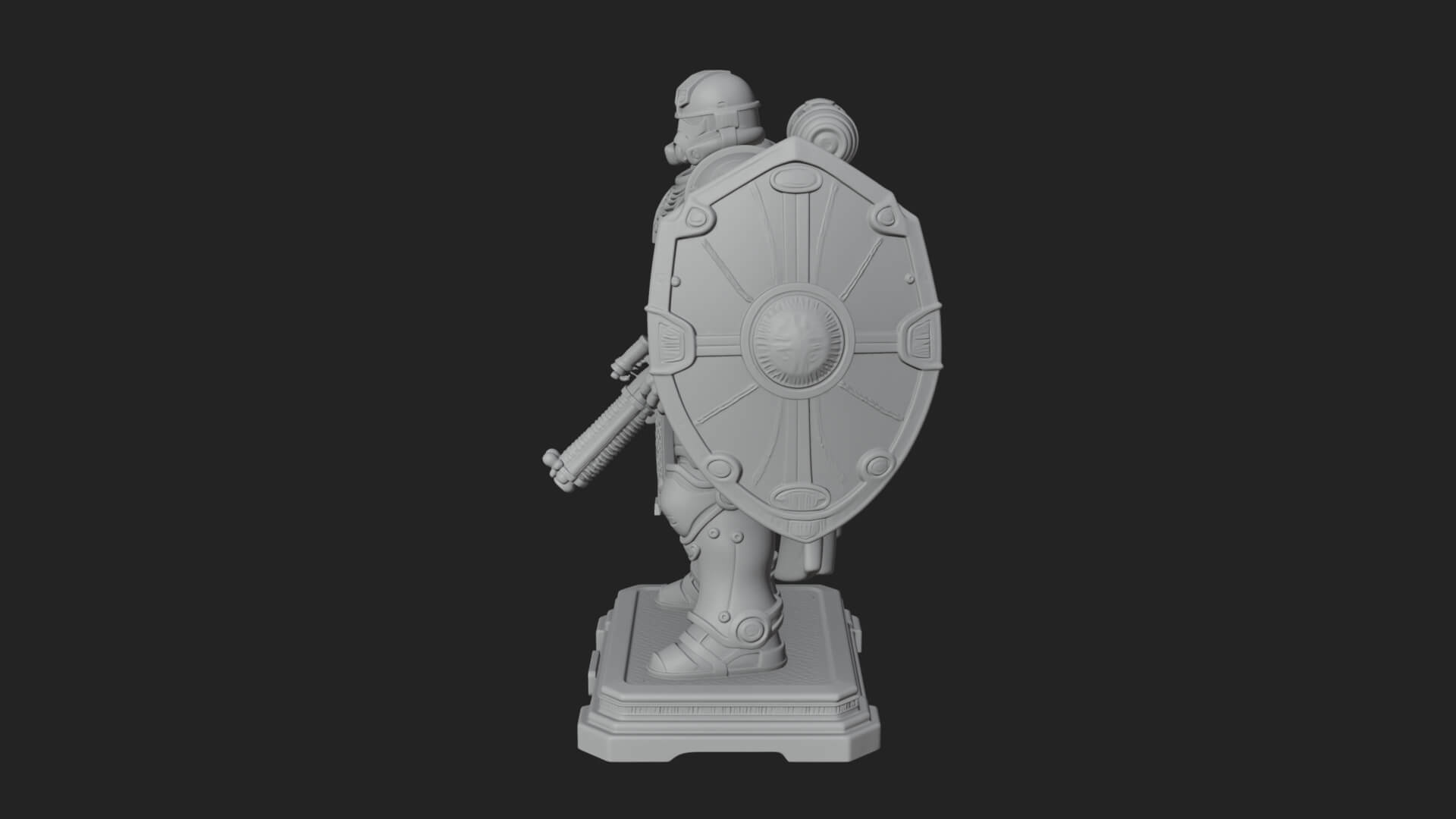 Power Armor Shield Trooper Statue Design 1 3D Print Model 3D Model