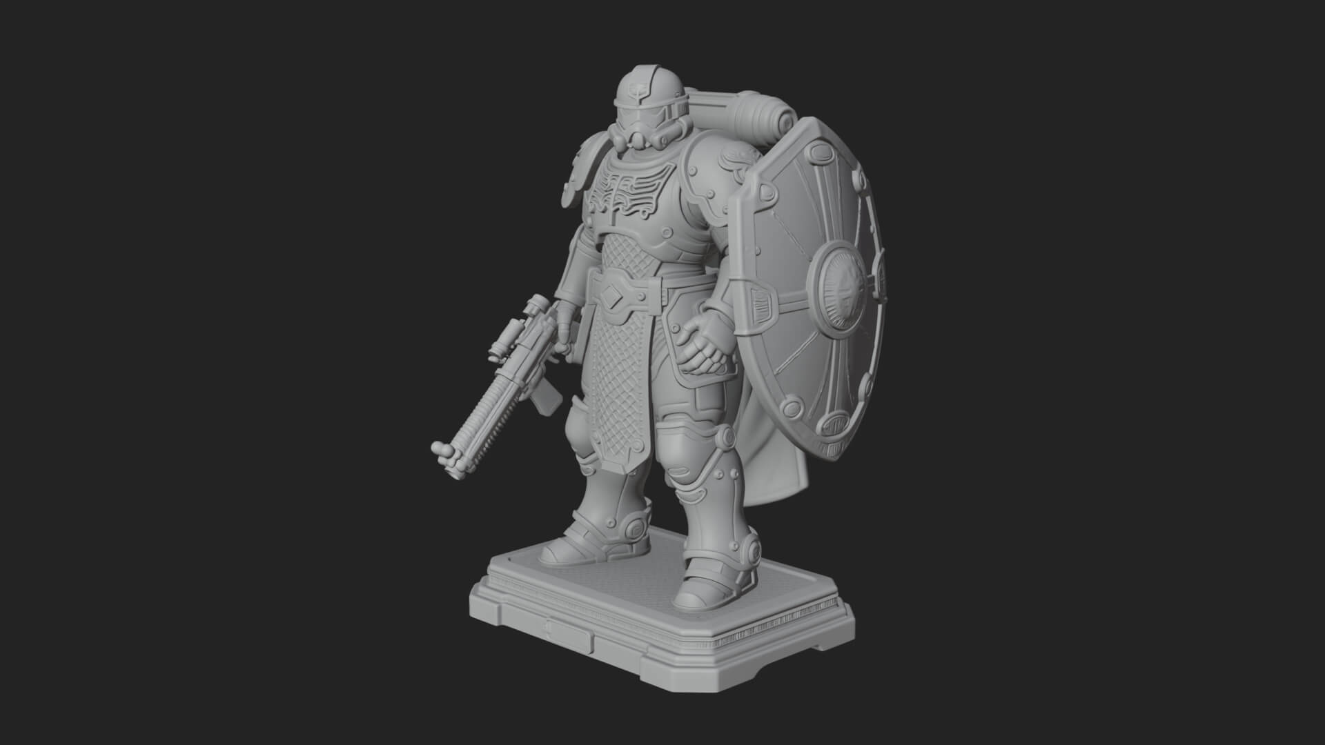 Power Armor Shield Trooper Statue Design 1 3D Print Model 3D Model
