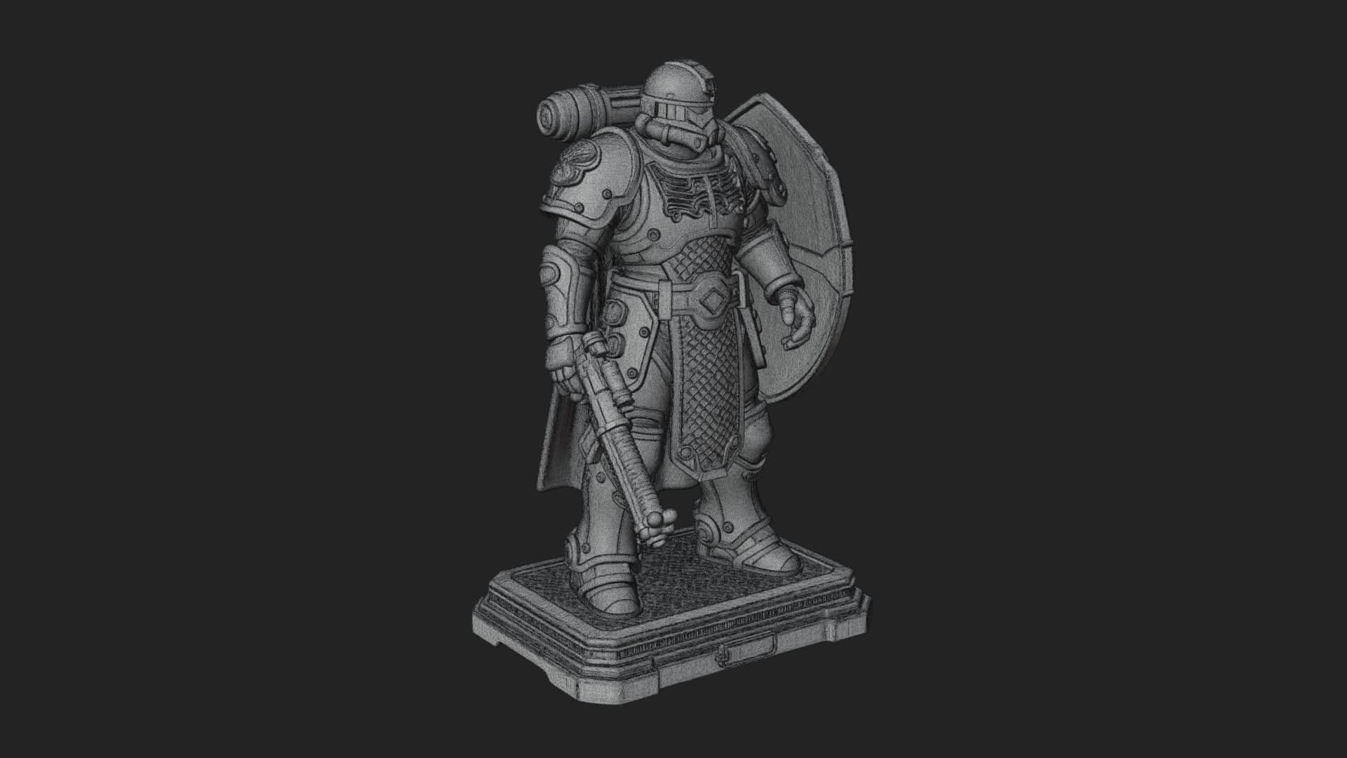 Power Armor Shield Trooper Statue Design 1 3D Print Model 3D Model