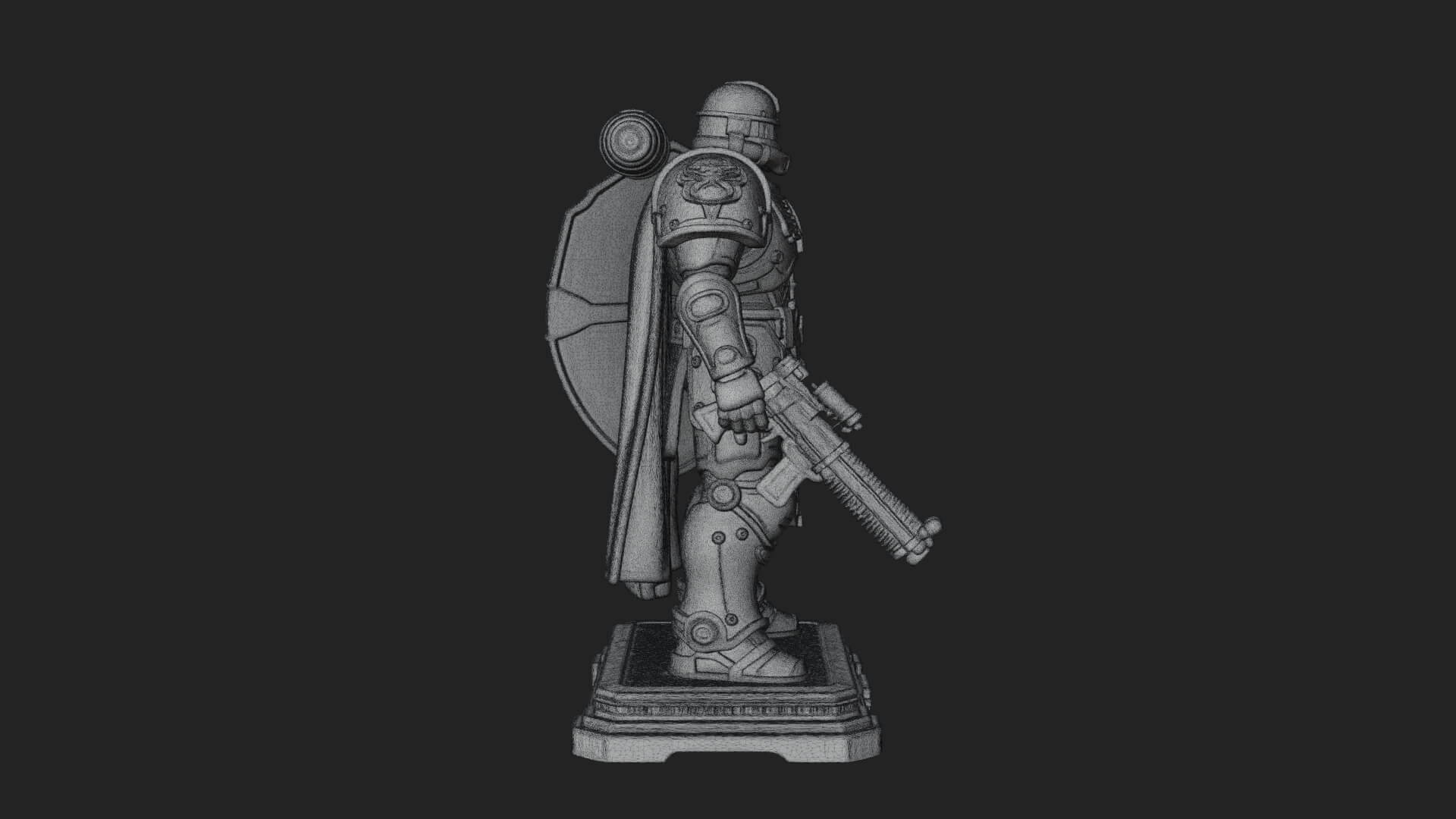 Power Armor Shield Trooper Statue Design 1 3D Print Model 3D Model