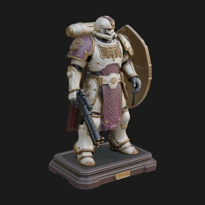 Power Armor Shield Trooper Statue Design 1 3D Print Model