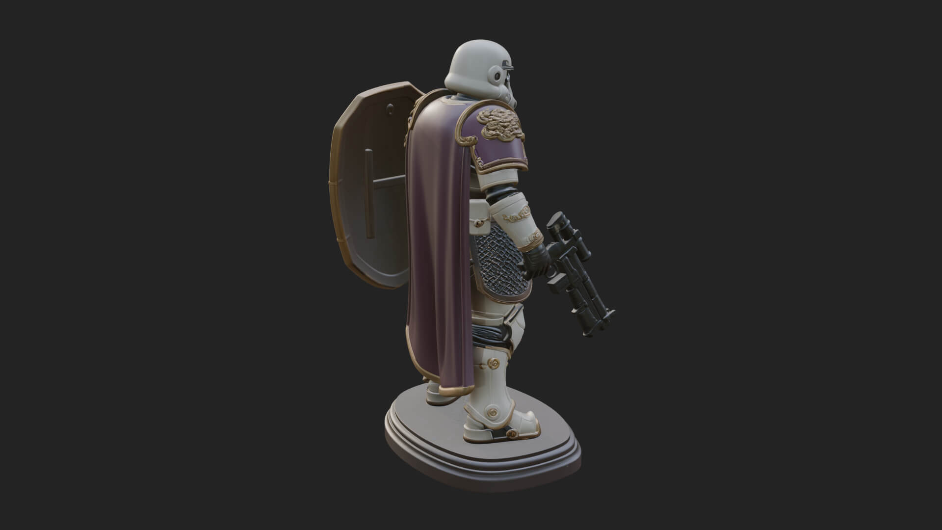 Power Armor Shield Trooper Statue Design 2 3D Print Model 3D Model