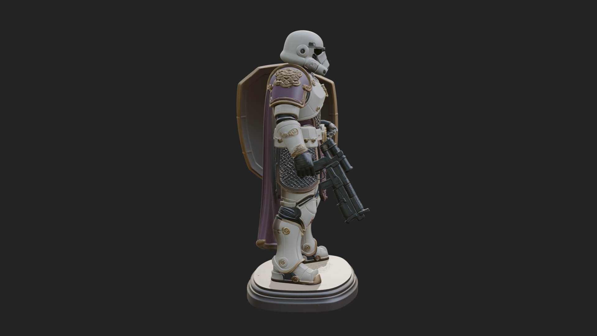 Power Armor Shield Trooper Statue Design 2 3D Print Model 3D Model