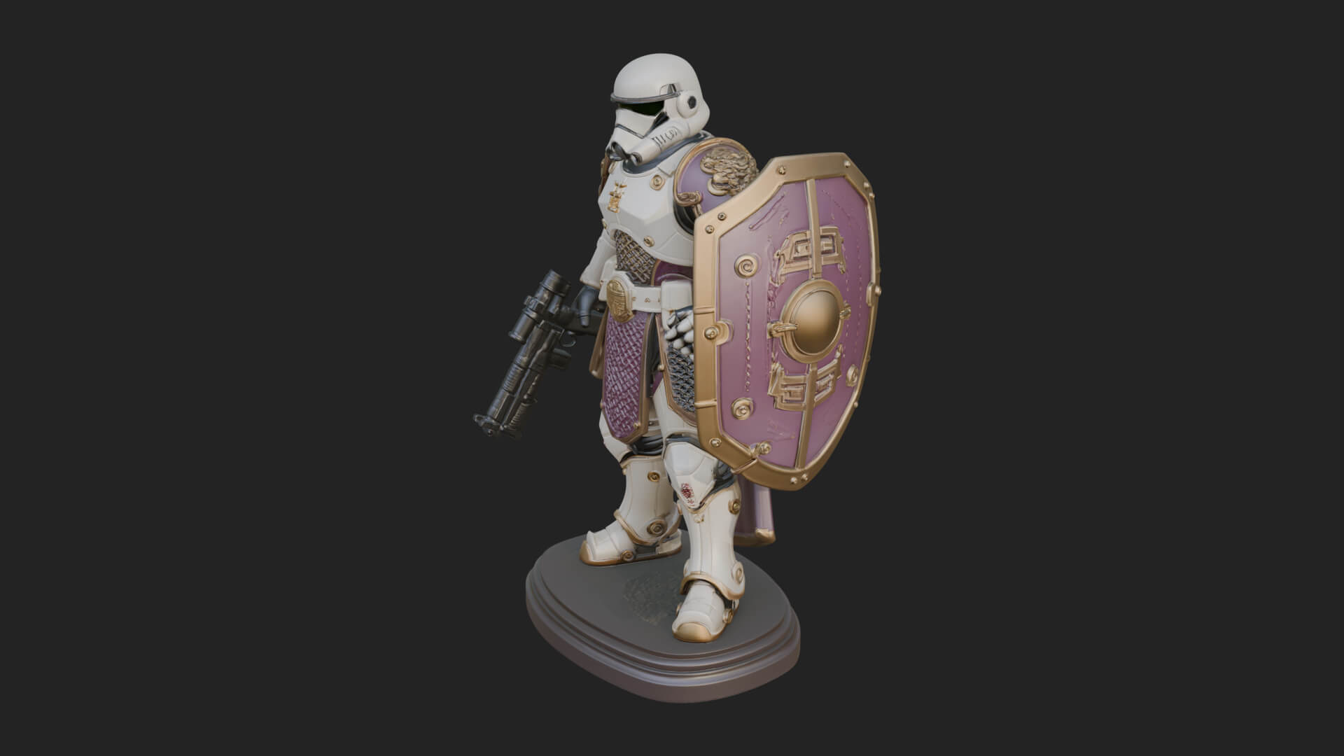 Power Armor Shield Trooper Statue Design 2 3D Print Model 3D Model