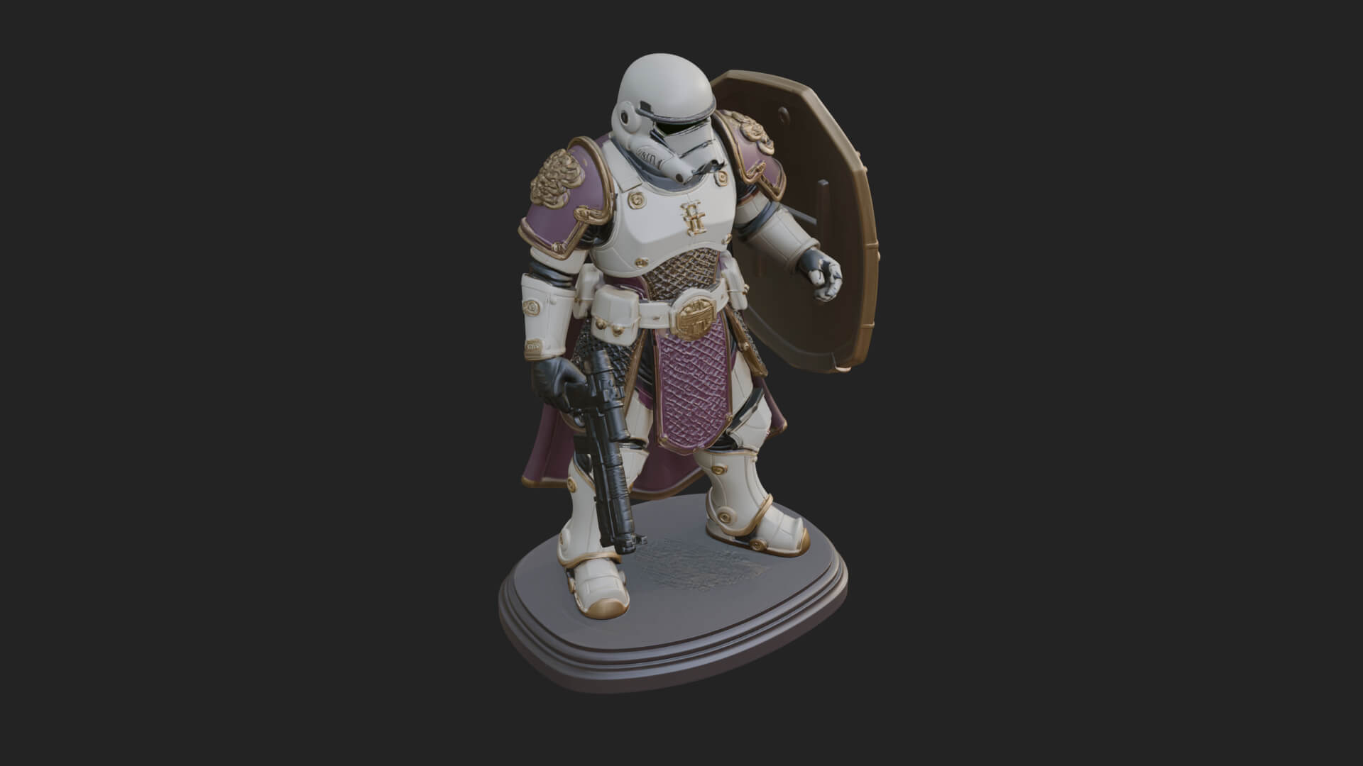 Power Armor Shield Trooper Statue Design 2 3D Print Model 3D Model