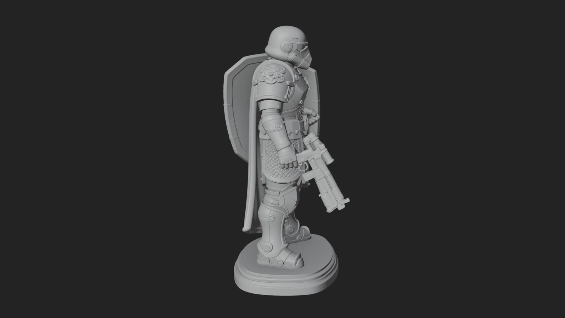 Power Armor Shield Trooper Statue Design 2 3D Print Model 3D Model