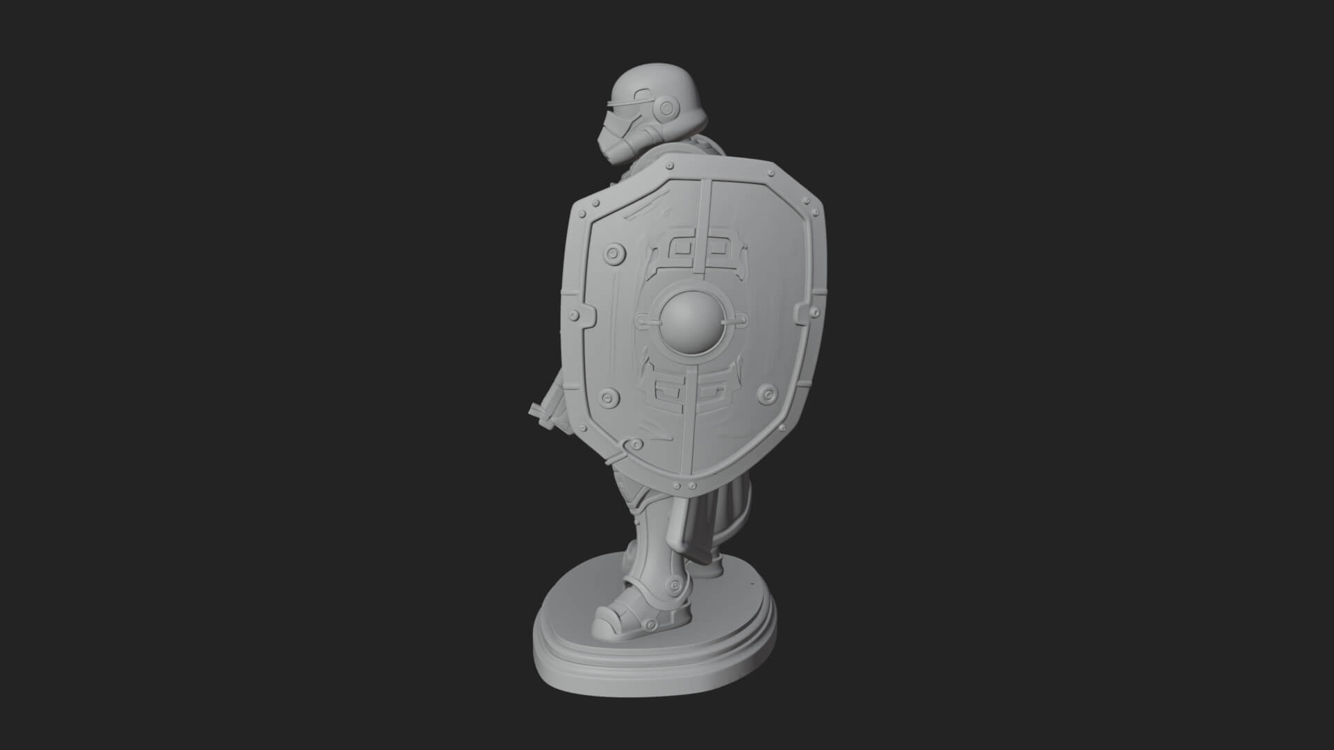 Power Armor Shield Trooper Statue Design 2 3D Print Model 3D Model