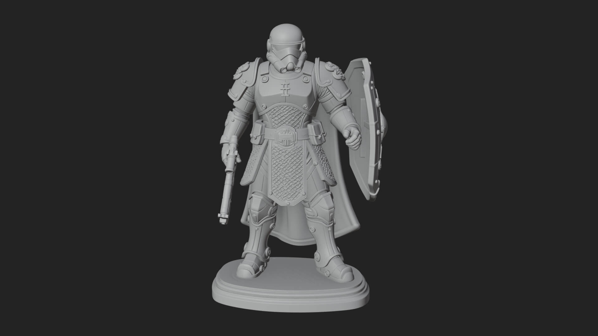 Power Armor Shield Trooper Statue Design 2 3D Print Model 3D Model