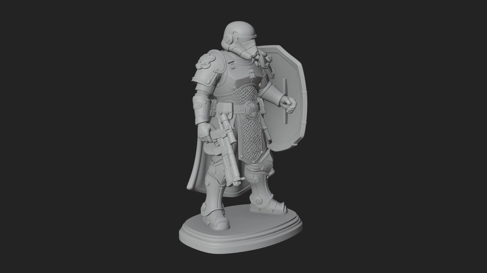 Power Armor Shield Trooper Statue Design 2 3D Print Model 3D Model