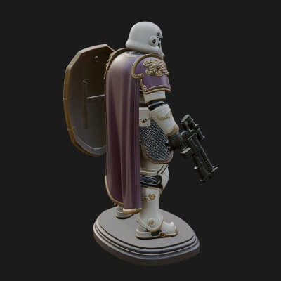 Power Armor Shield Trooper Statue Design 2 3D Print Model