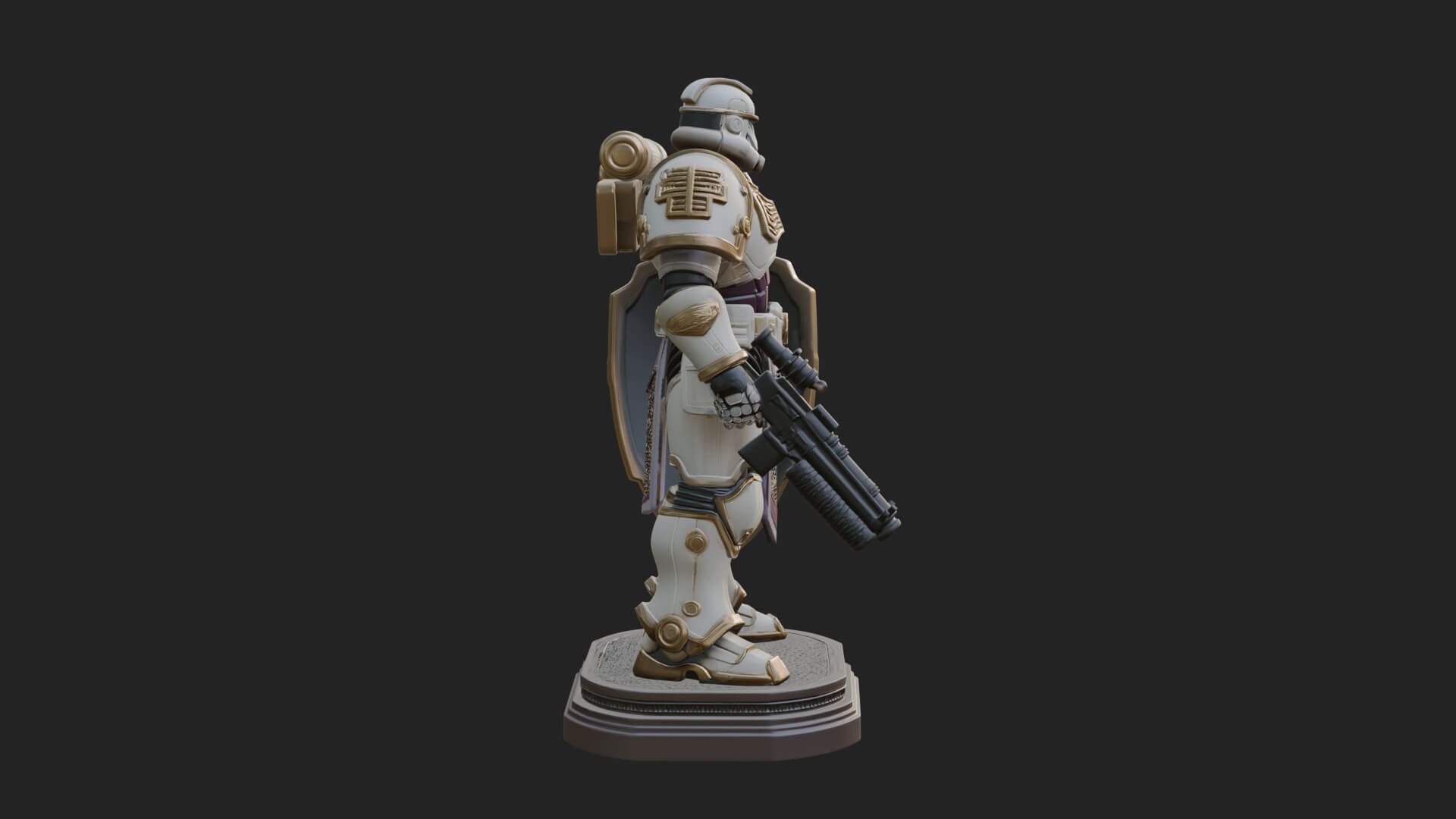 Power Armor Shield Trooper Statue Design 4 3D Print Model 3D Model
