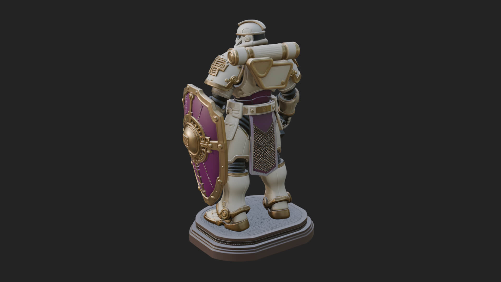 Power Armor Shield Trooper Statue Design 4 3D Print Model 3D Model