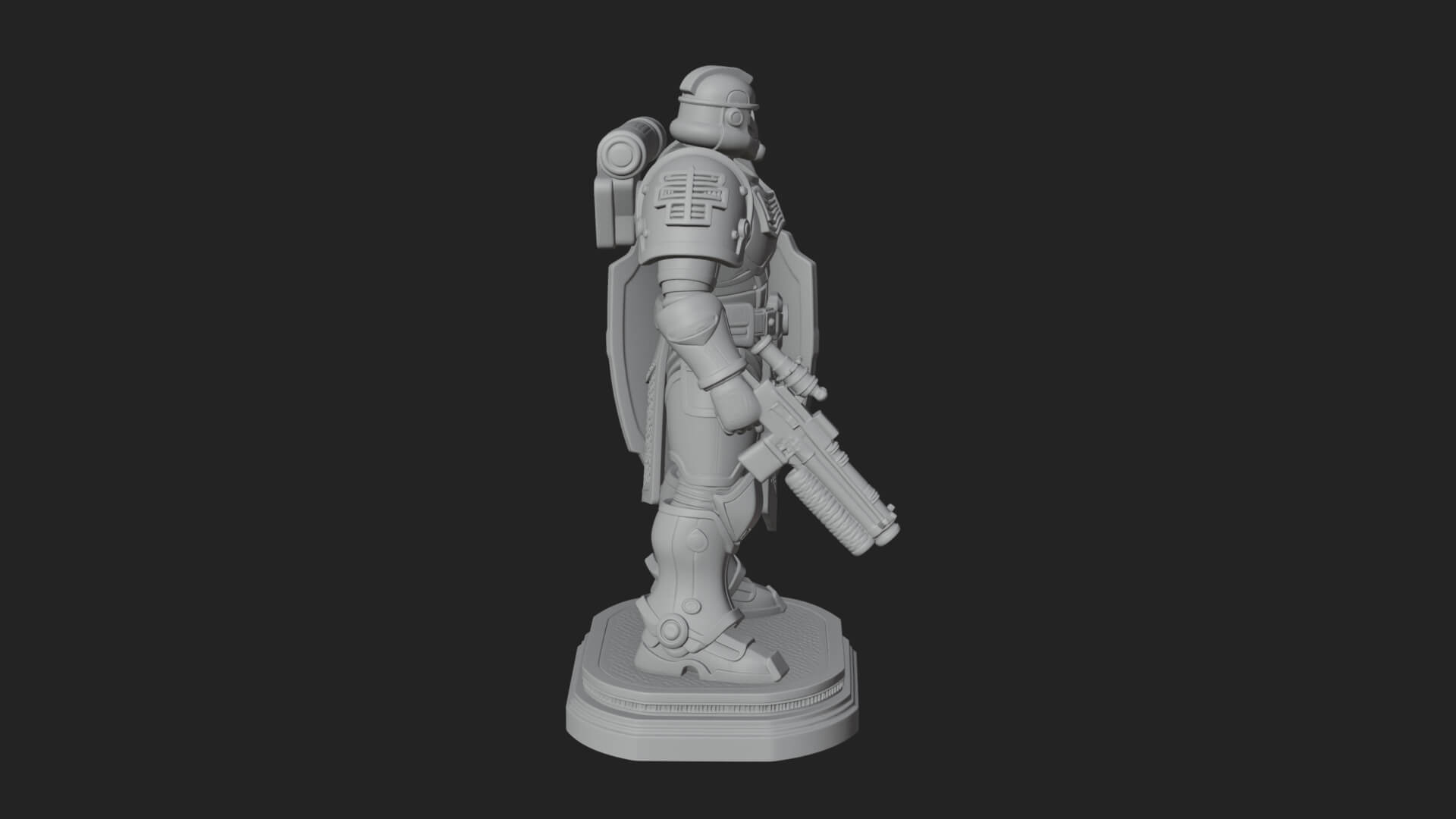 Power Armor Shield Trooper Statue Design 4 3D Print Model 3D Model