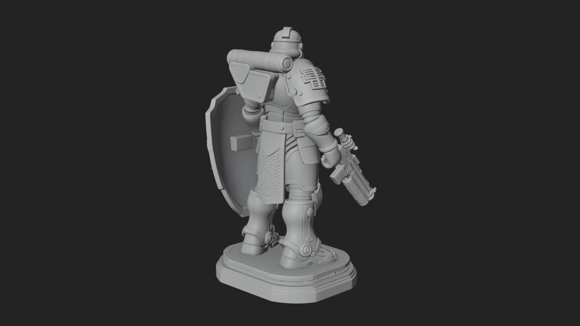 Power Armor Shield Trooper Statue Design 4 3D Print Model 3D Model