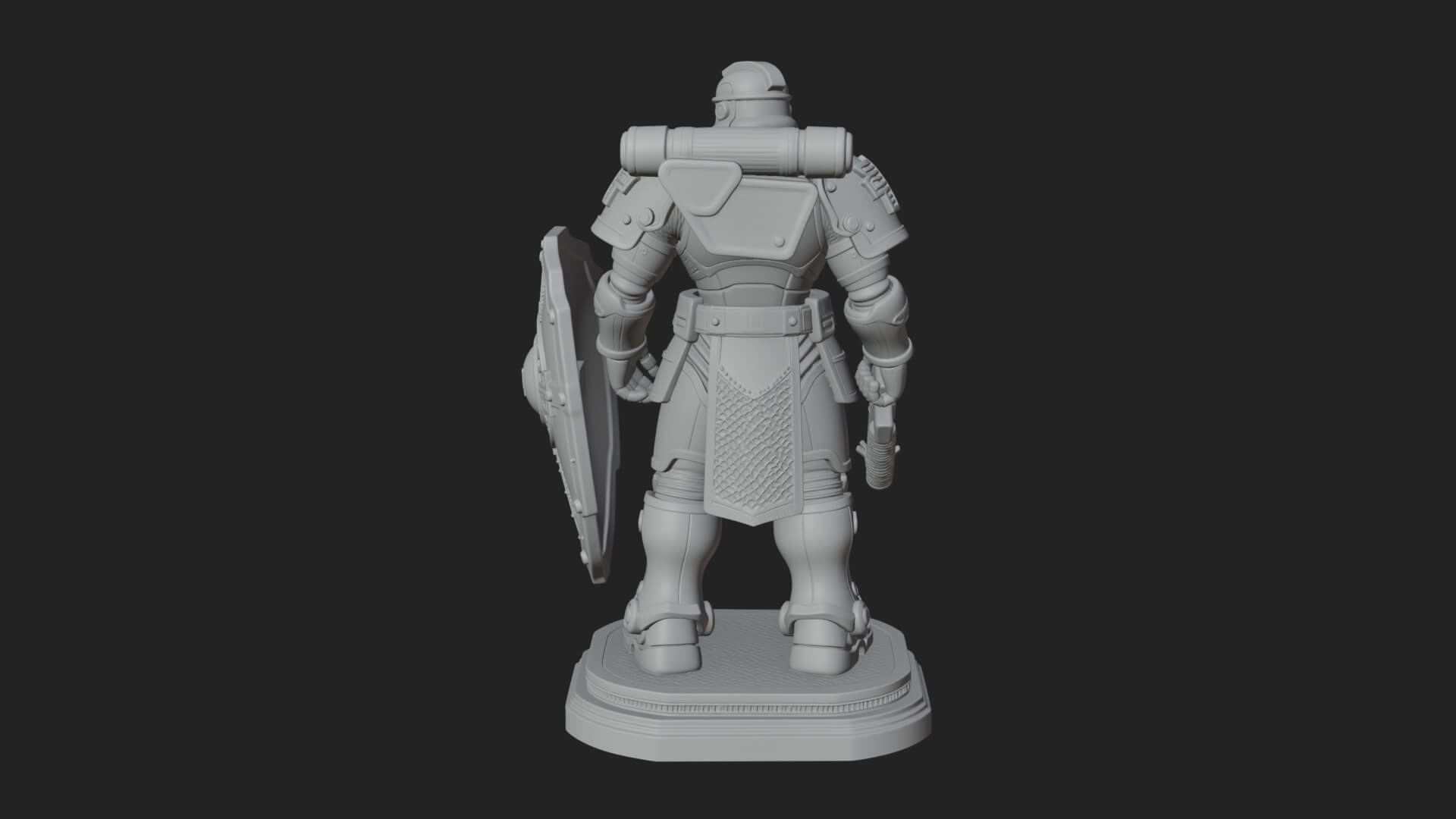 Power Armor Shield Trooper Statue Design 4 3D Print Model 3D Model