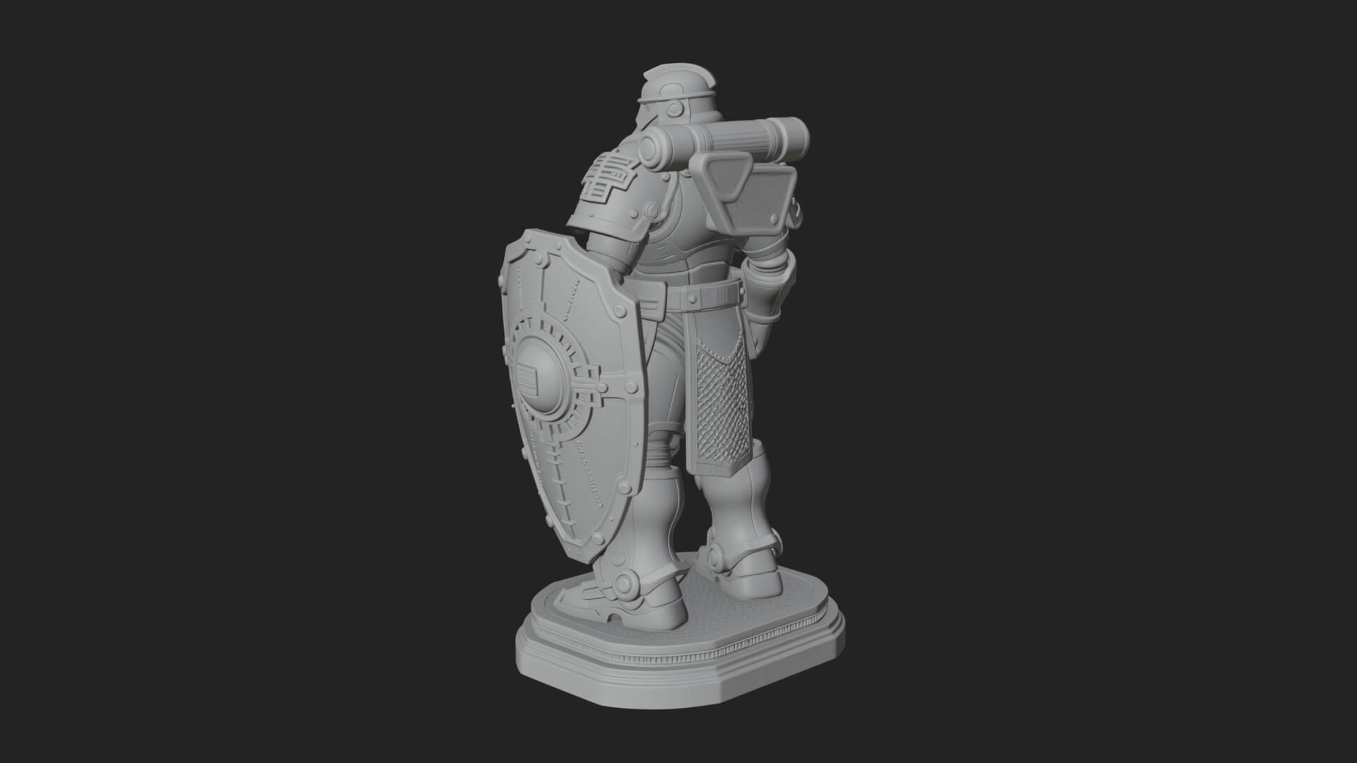 Power Armor Shield Trooper Statue Design 4 3D Print Model 3D Model