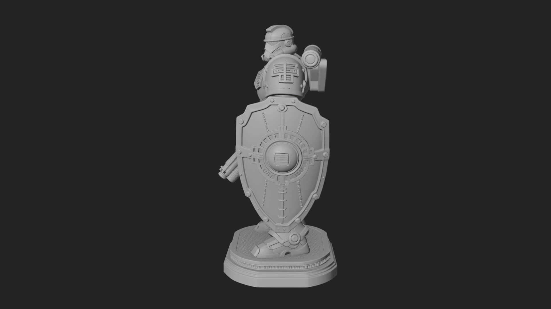 Power Armor Shield Trooper Statue Design 4 3D Print Model 3D Model