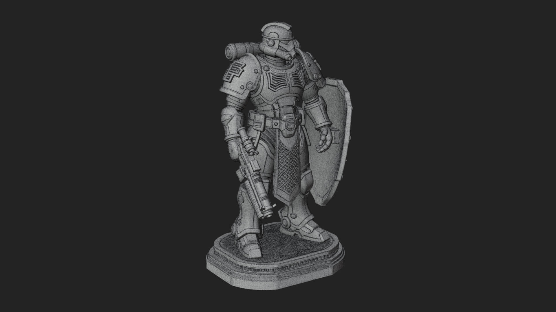 Power Armor Shield Trooper Statue Design 4 3D Print Model 3D Model