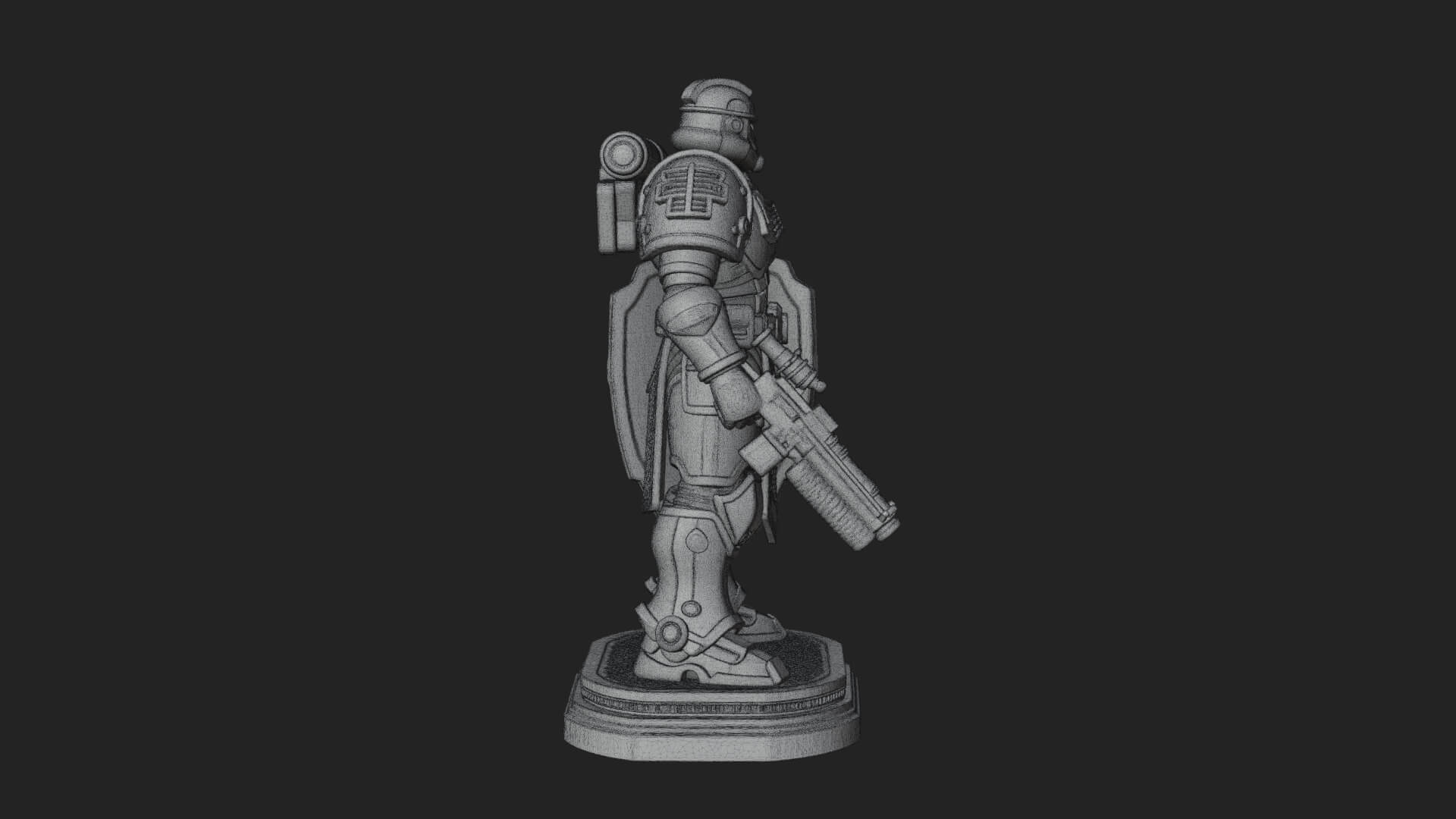 Power Armor Shield Trooper Statue Design 4 3D Print Model 3D Model