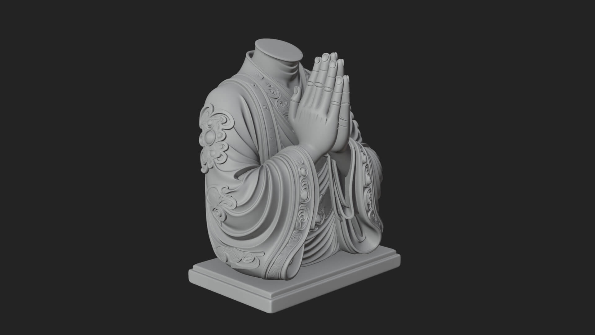 Praying Hands Figure Statue Design 1 3D Print Model 3D Model