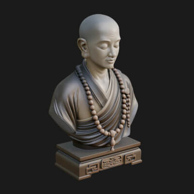 Praying Monk Bust Statue Design 3 3d Print Model