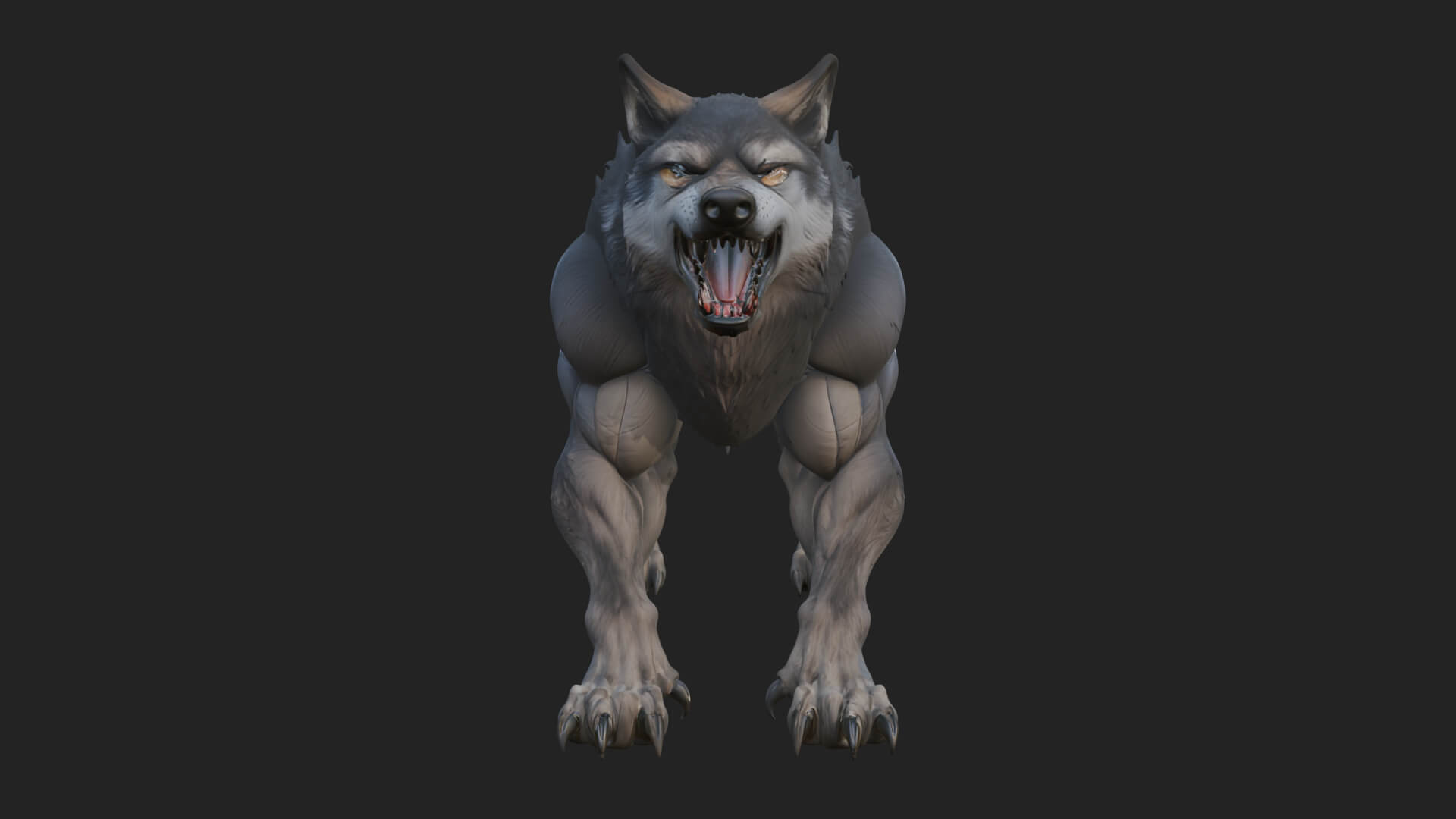 Prowling Werewolf Beast Statue Design 1 3D Print Model 3D Model