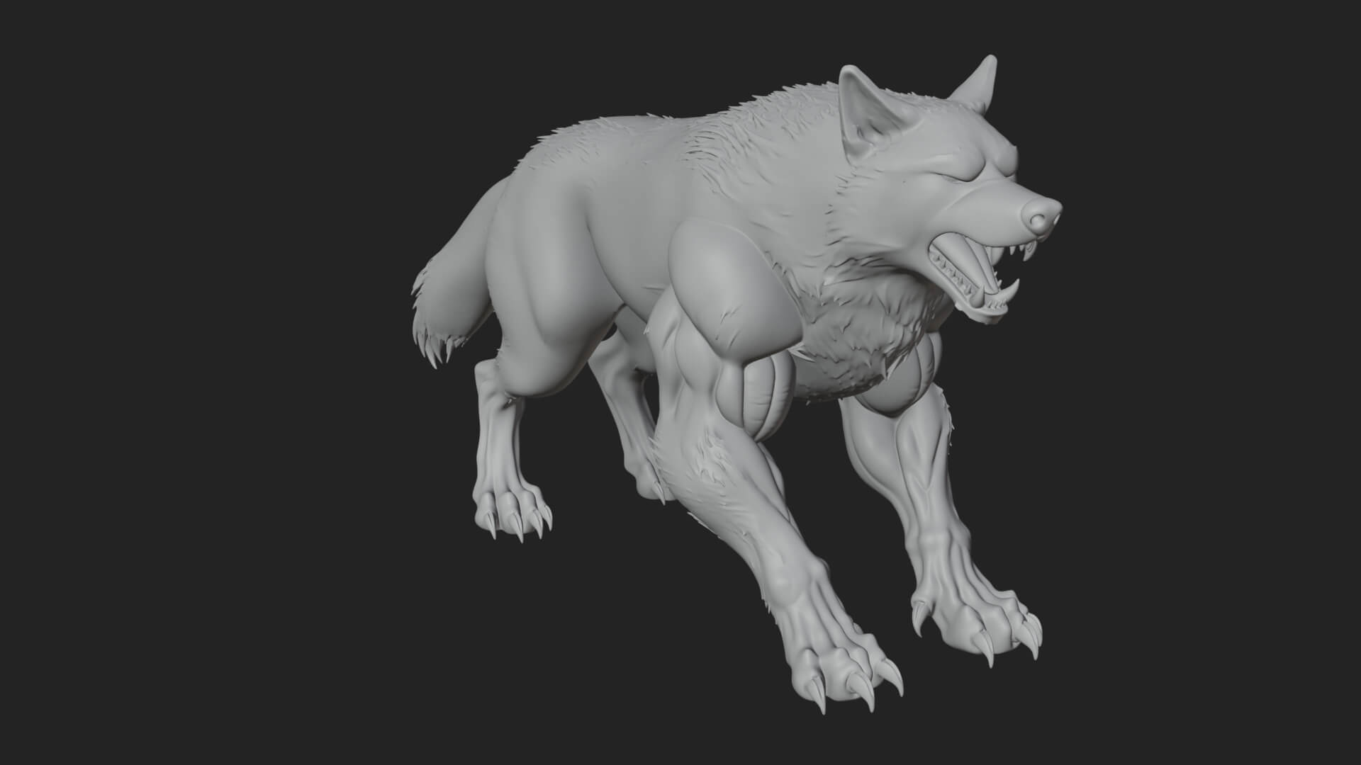 Prowling Werewolf Beast Statue Design 1 3D Print Model 3D Model