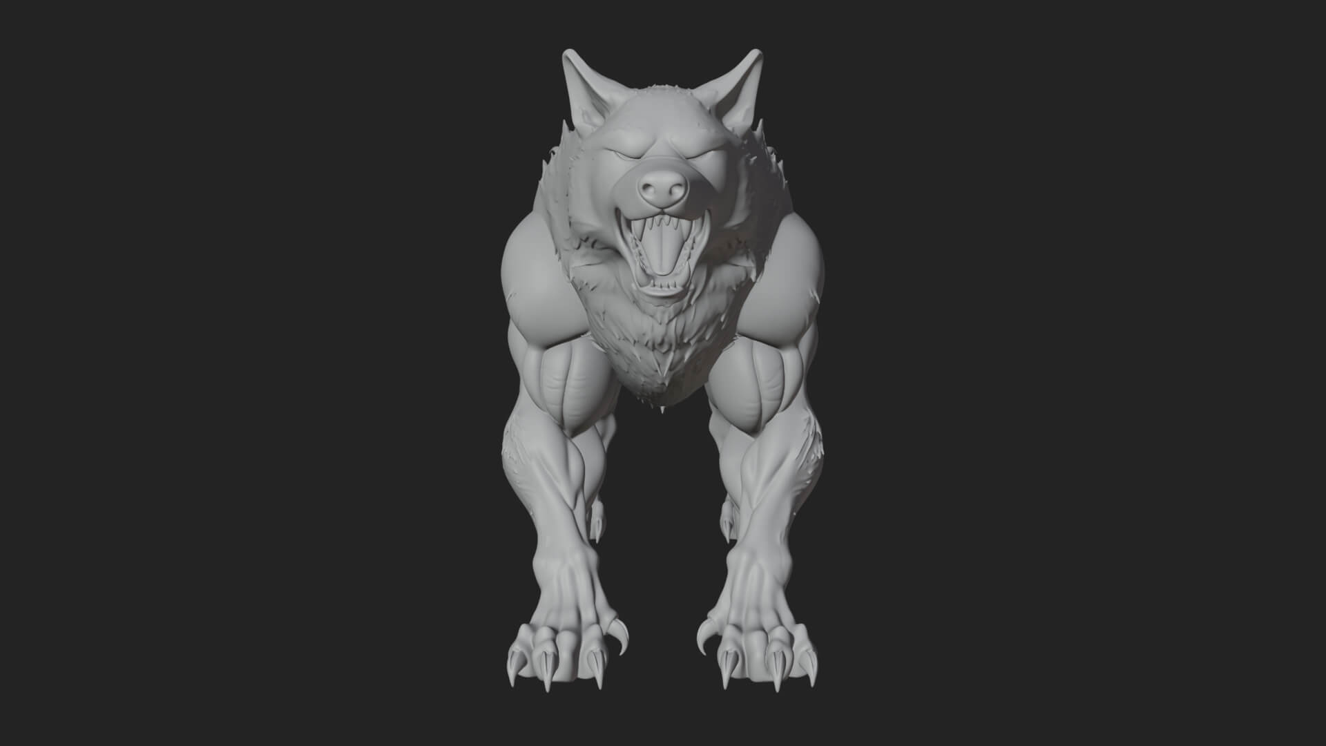 Prowling Werewolf Beast Statue Design 1 3D Print Model 3D Model