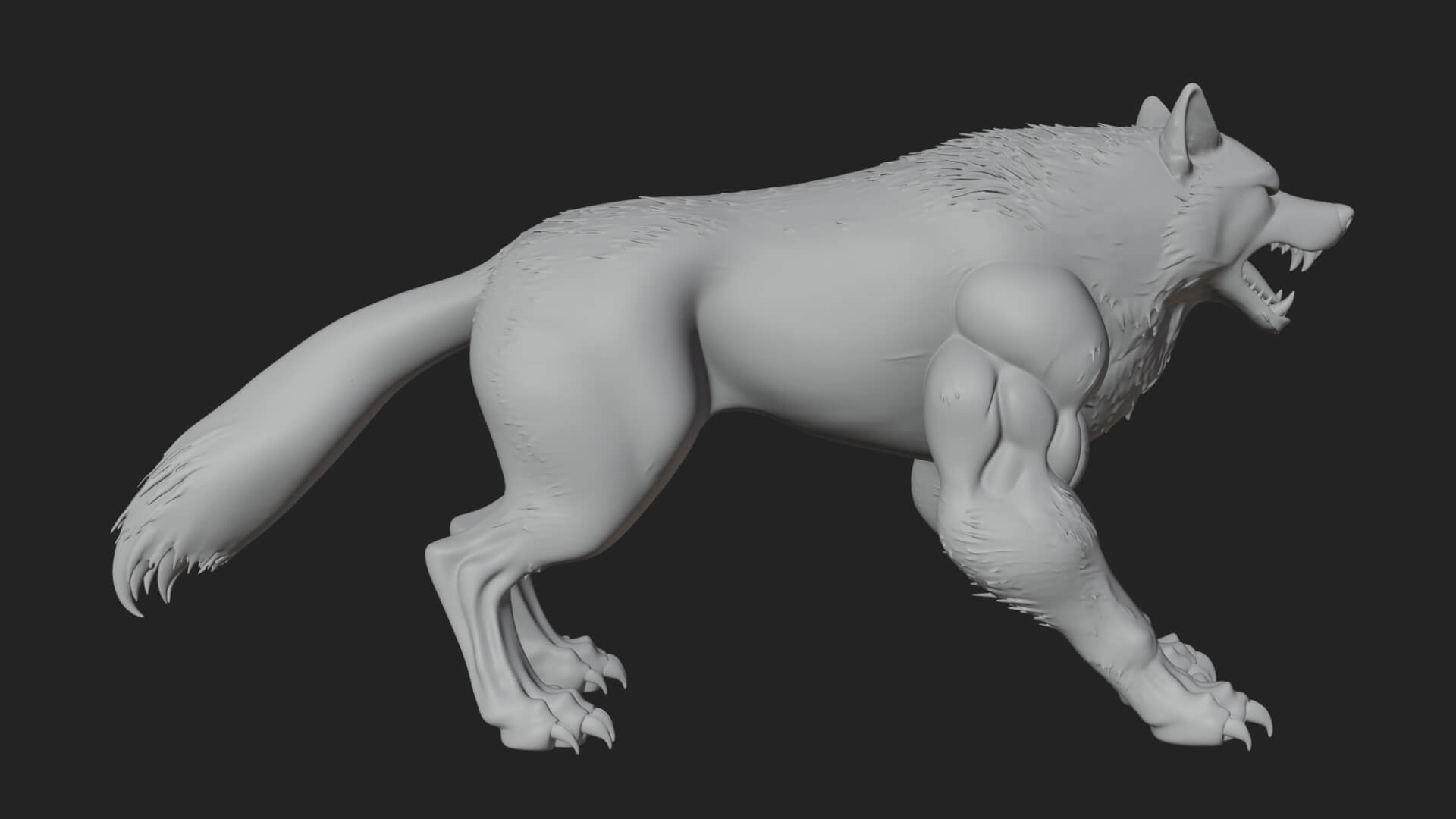 Prowling Werewolf Beast Statue Design 1 3D Print Model 3D Model