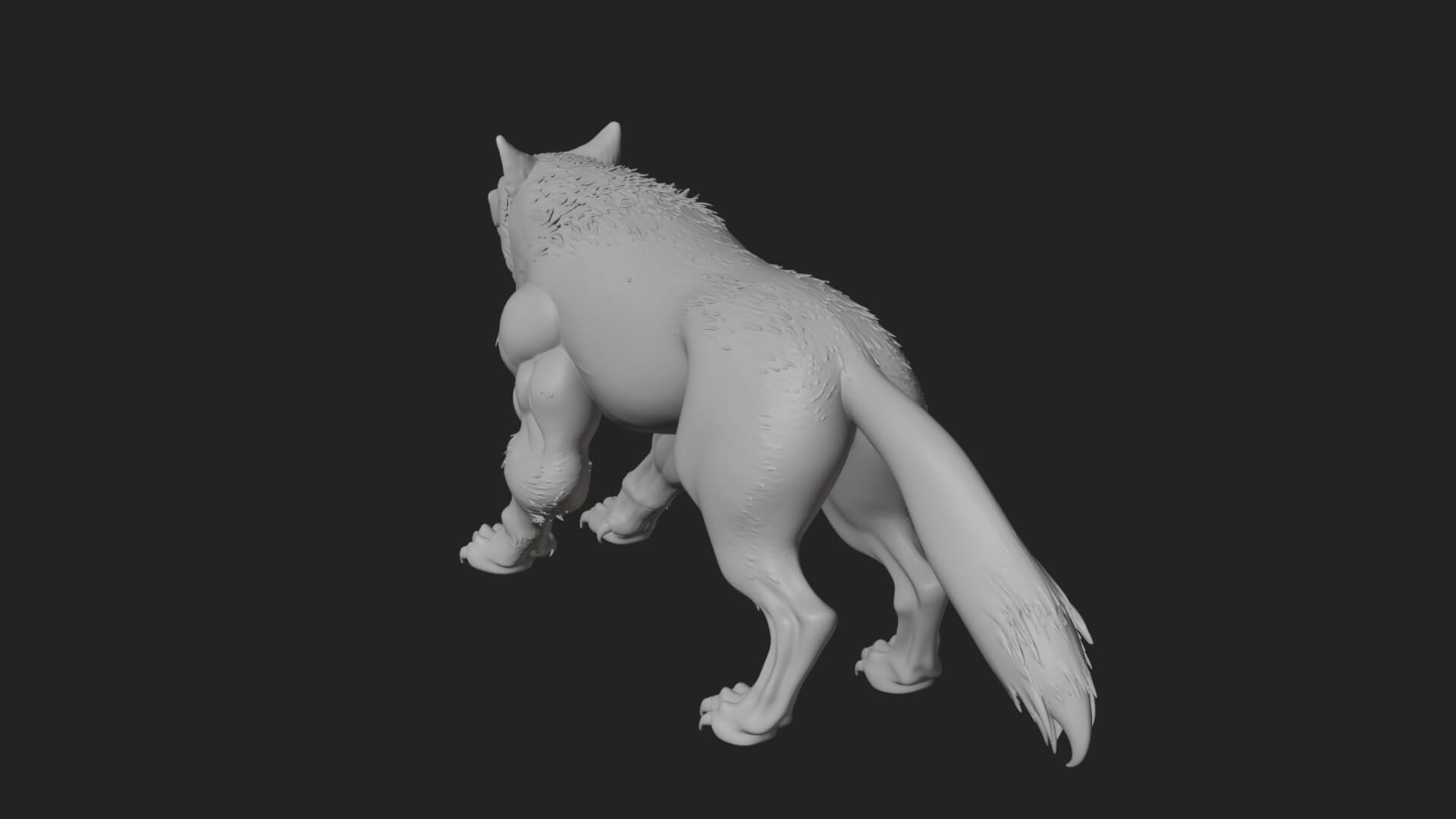 Prowling Werewolf Beast Statue Design 1 3D Print Model 3D Model