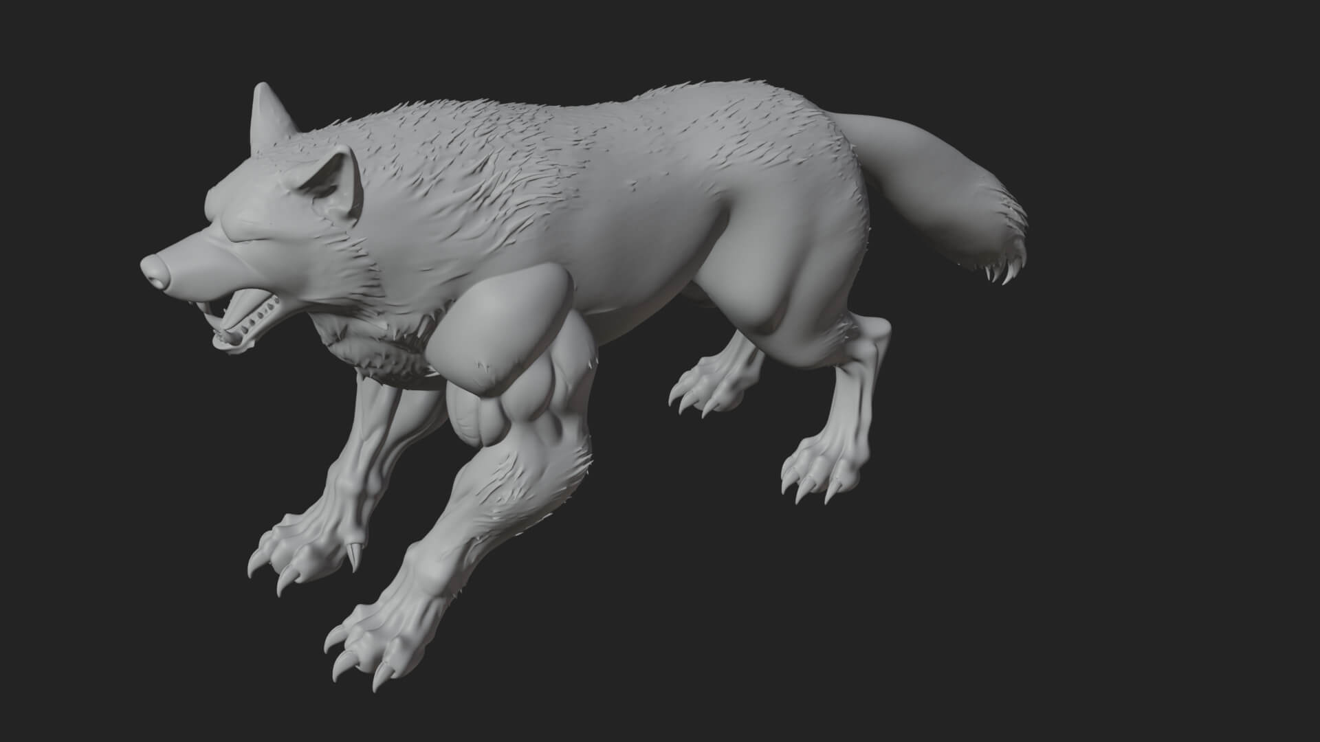 Prowling Werewolf Beast Statue Design 1 3D Print Model 3D Model