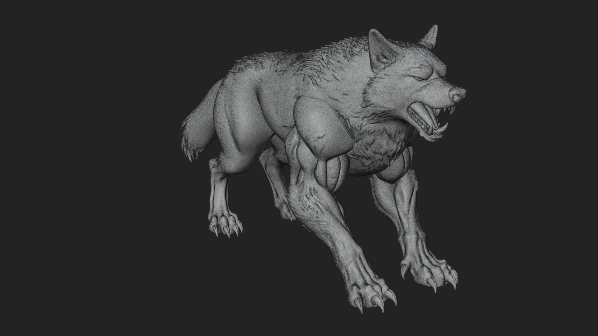 Prowling Werewolf Beast Statue Design 1 3D Print Model 3D Model
