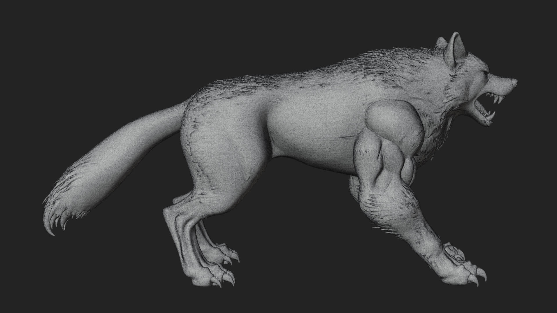 Prowling Werewolf Beast Statue Design 1 3D Print Model 3D Model
