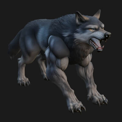 Prowling Werewolf Beast Statue Design 1 3D Print Model