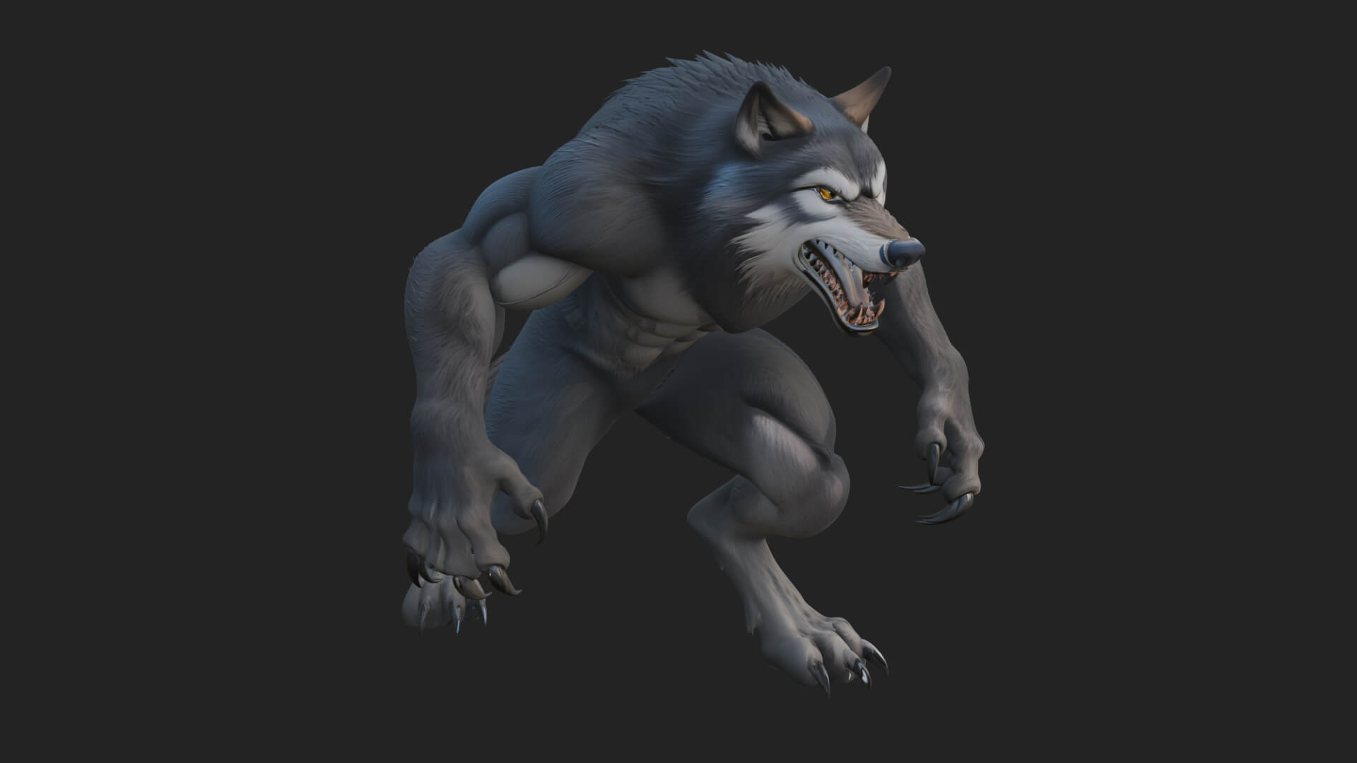Prowling Werewolf Beast Statue Design 2 3D Print Model 3D Model