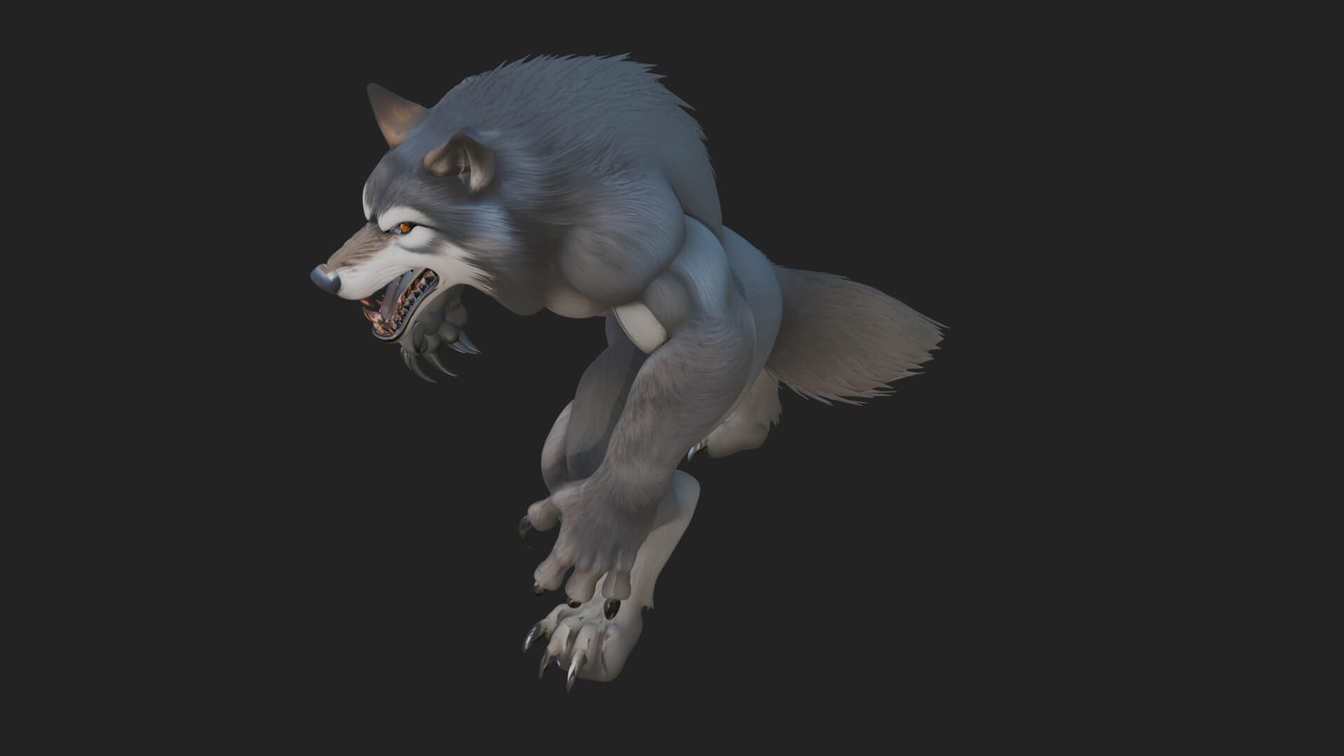 Prowling Werewolf Beast Statue Design 2 3D Print Model 3D Model