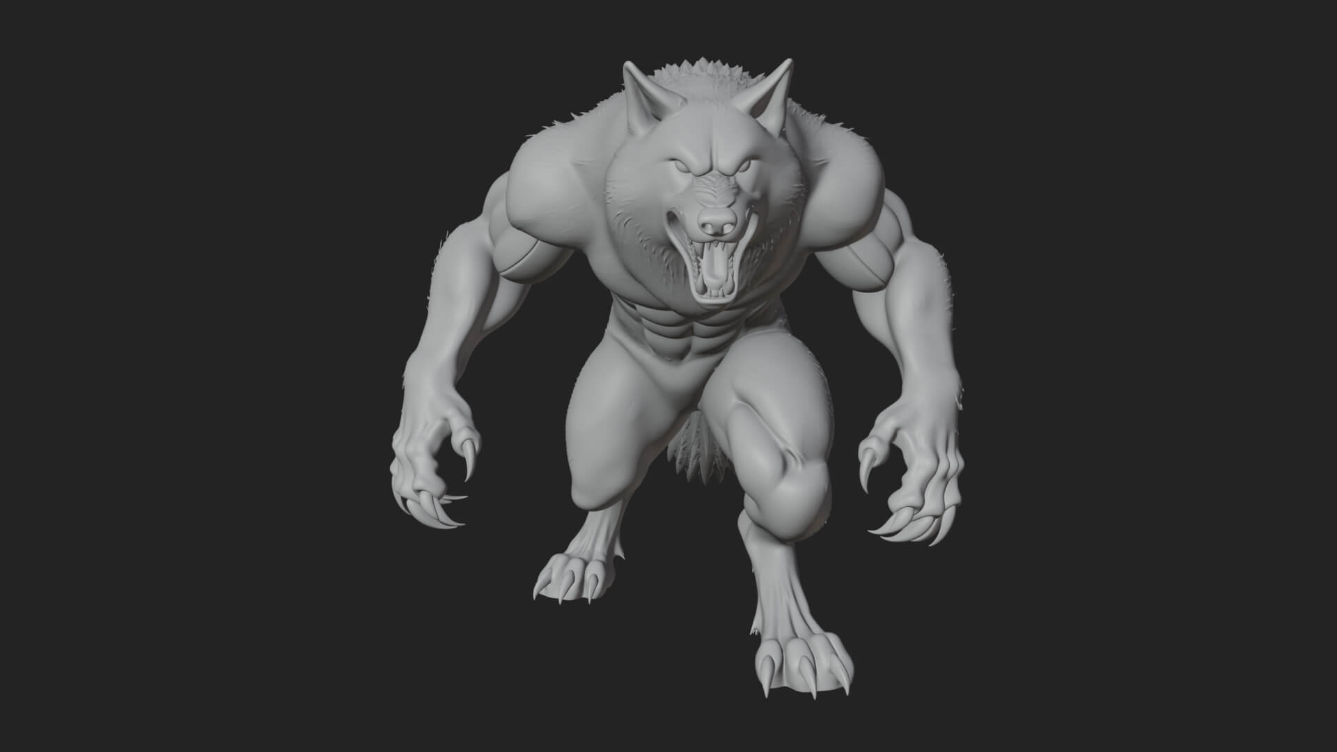 Prowling Werewolf Beast Statue Design 2 3D Print Model 3D Model