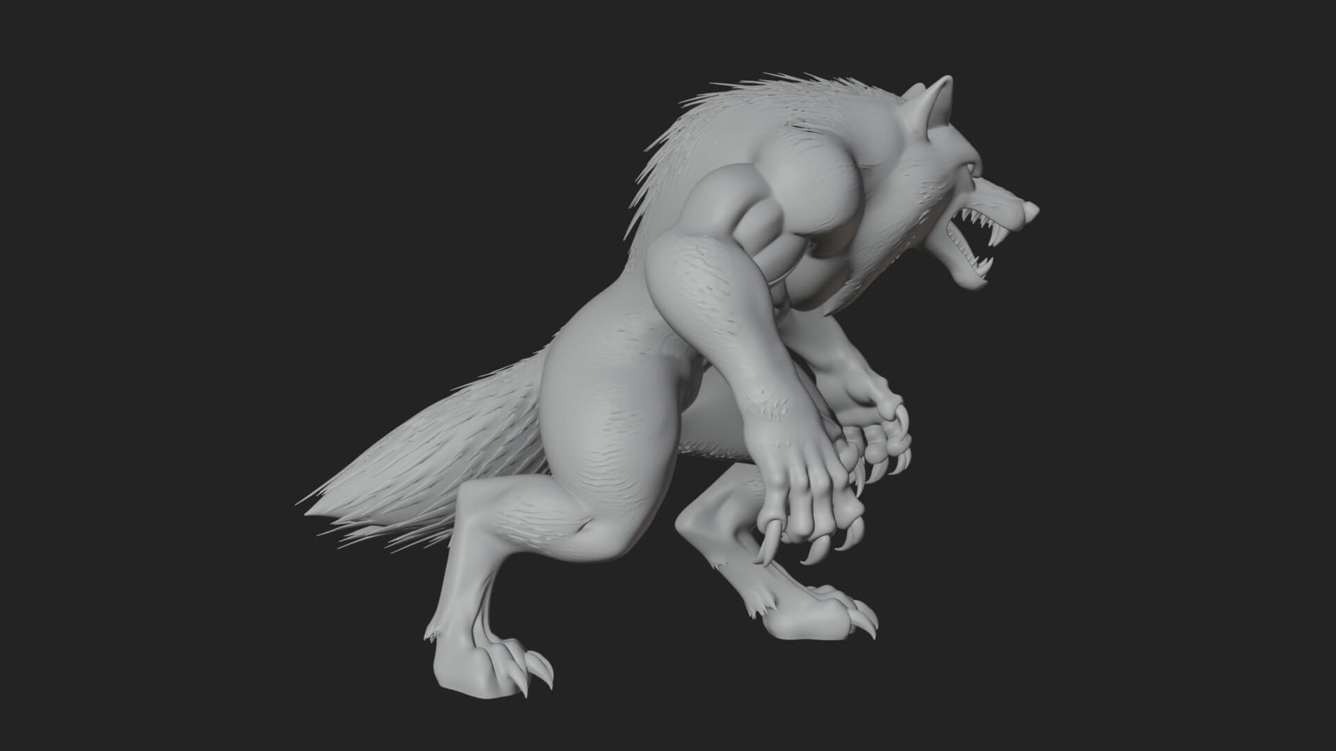 Prowling Werewolf Beast Statue Design 2 3D Print Model 3D Model