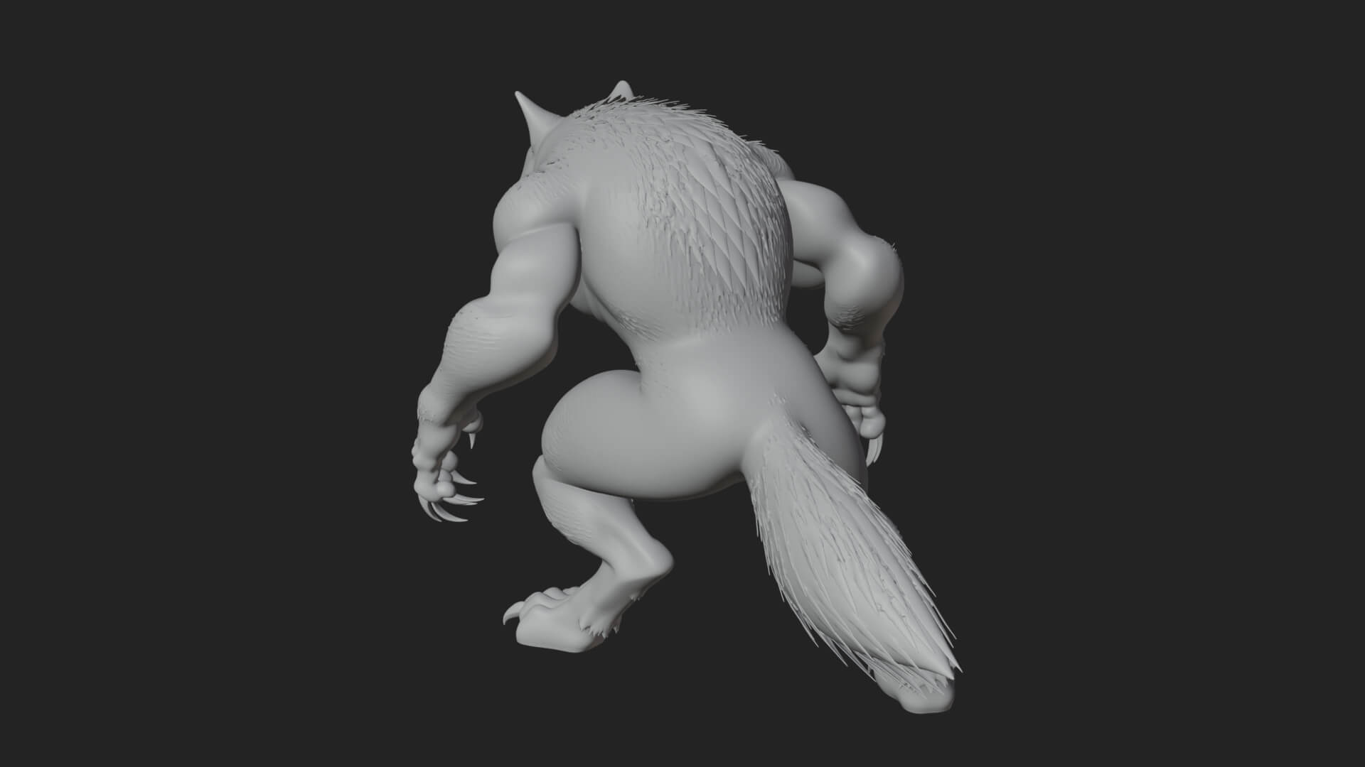 Prowling Werewolf Beast Statue Design 2 3D Print Model 3D Model