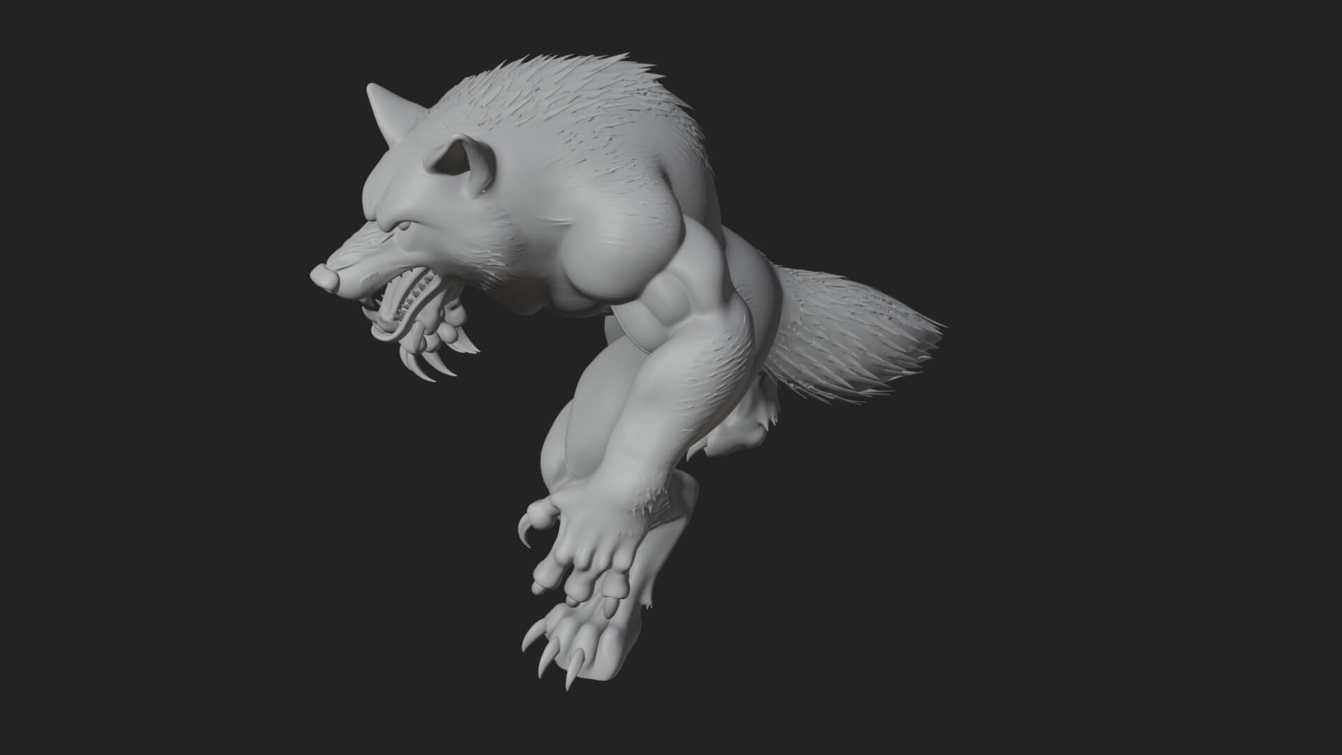 Prowling Werewolf Beast Statue Design 2 3D Print Model 3D Model