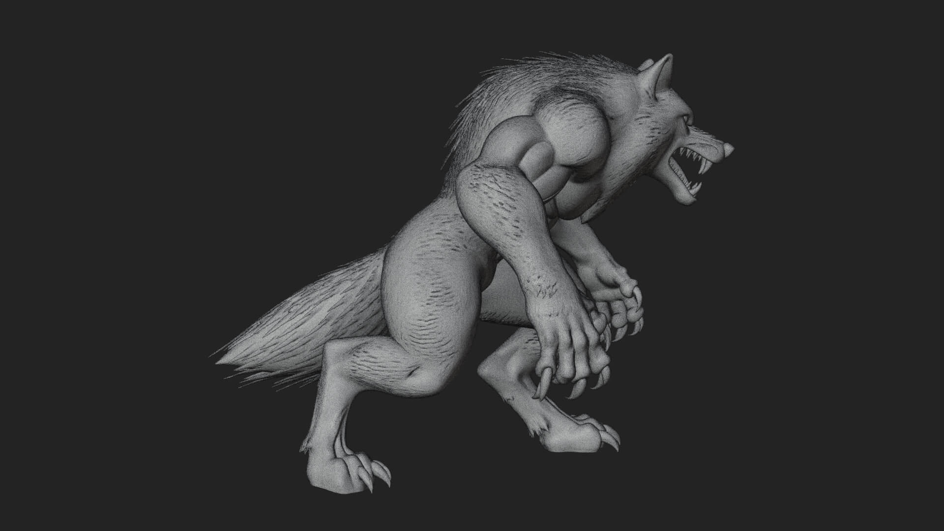 Prowling Werewolf Beast Statue Design 2 3D Print Model 3D Model