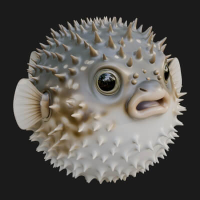 Pufferfish Statue Design 1 3D Print Model