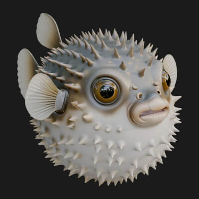 Pufferfish Statue Design 2 3D Print Model